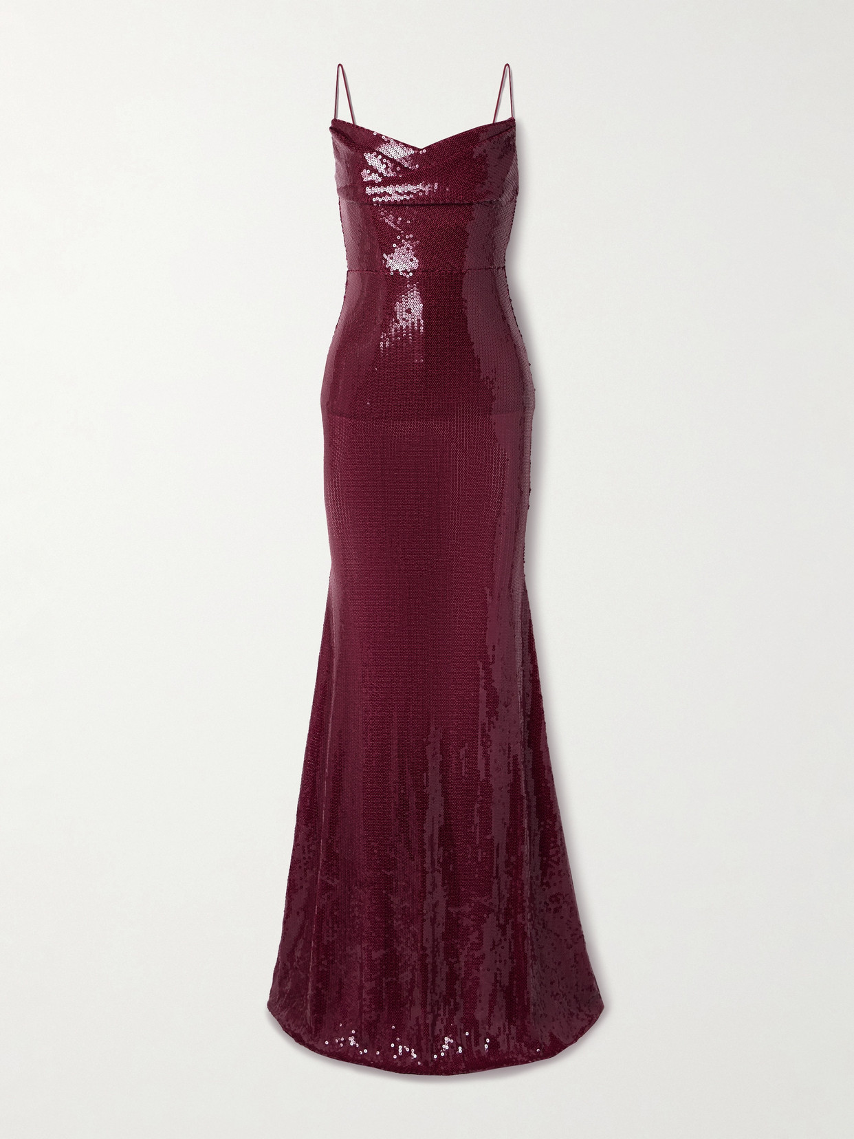 Alex Perry Draped Sequined Tulle Gown In Burgundy