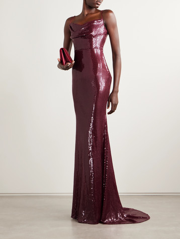 Alex Perry Draped sequined tulle gown