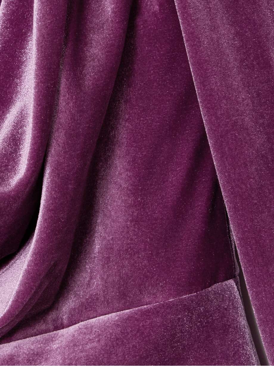 draped stretch-velvet midi dress