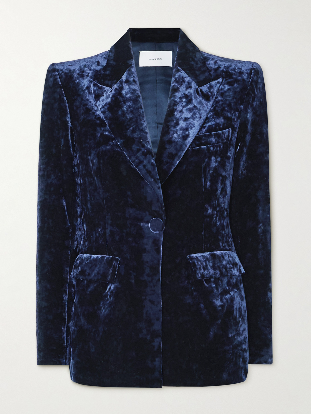 Alex Perry Double-breasted Velvet Blazer In Blue
