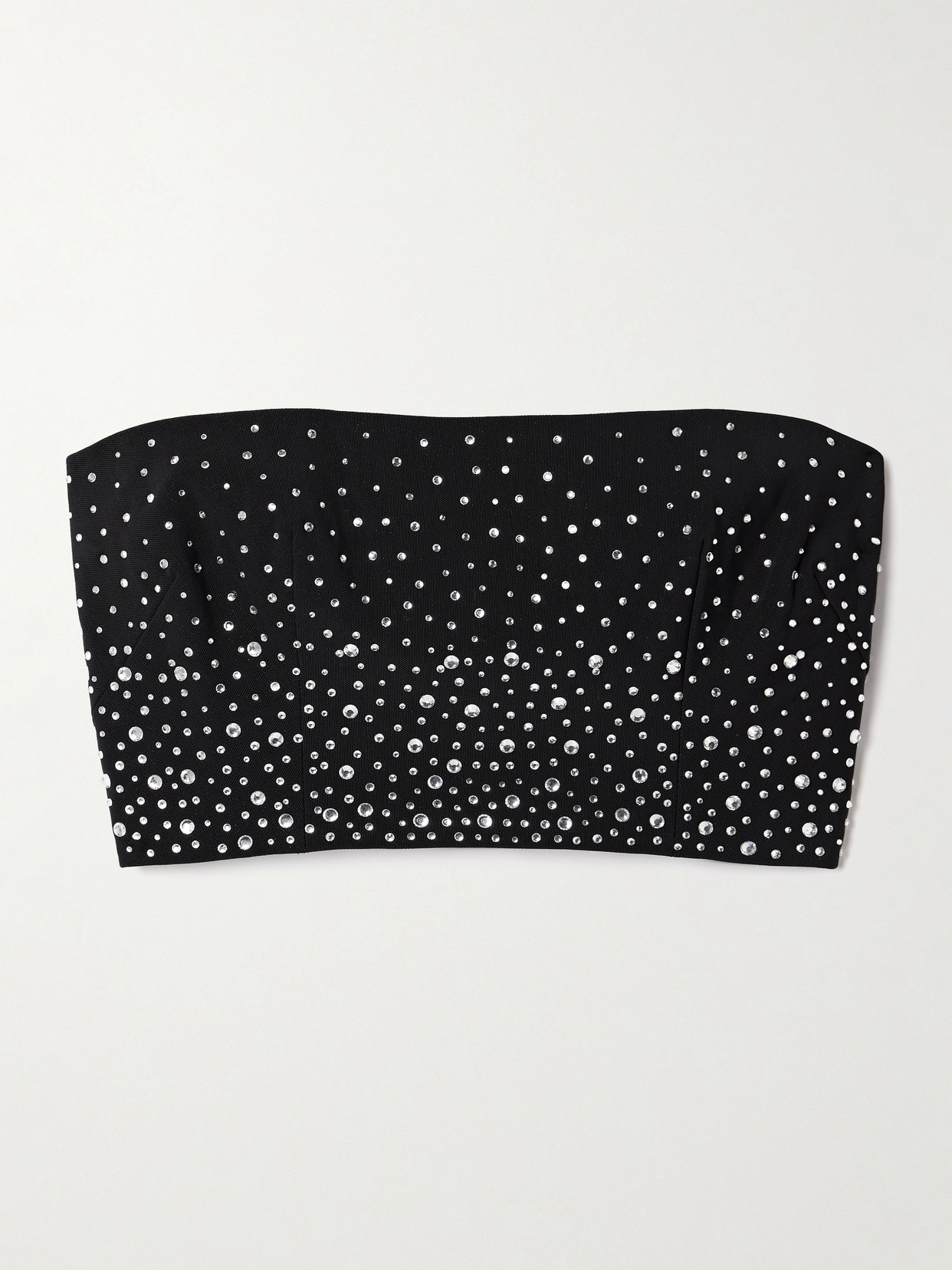 Alex Perry Strapless Cropped Crystal-embellished Tulle Top In Black