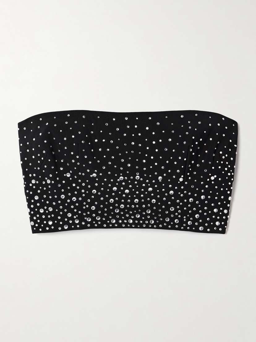 Alex Perry Strapless Cropped Crystal-embellished Tulle Top