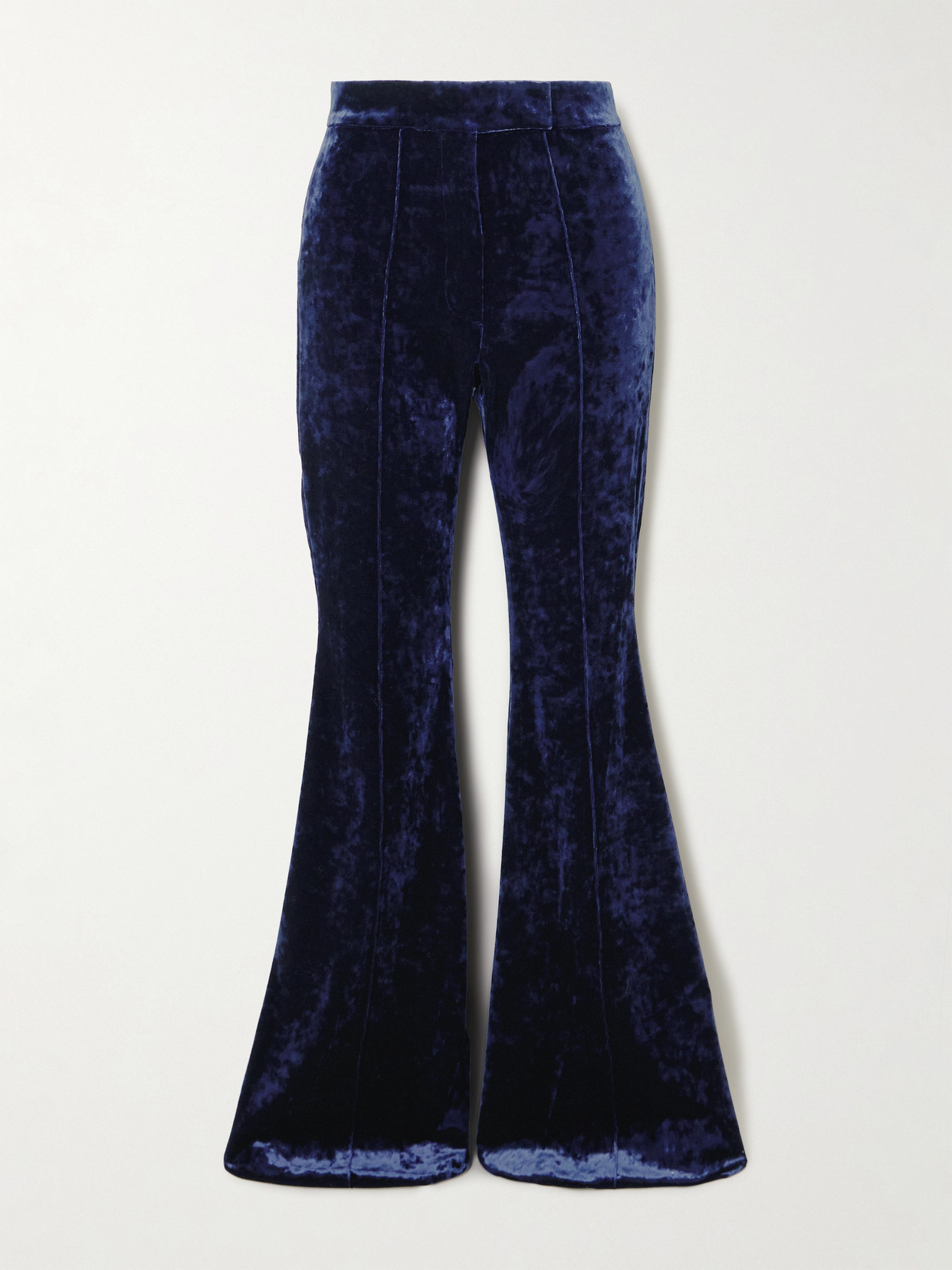 Alex Perry Stretch-velvet Flared Pants In Blue