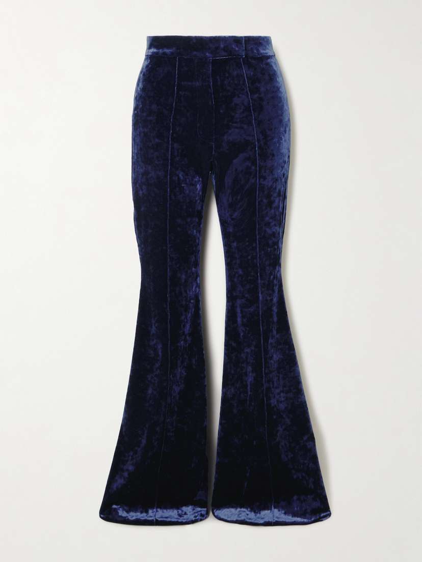 Alex Perry Stretch-velvet Flared Pants