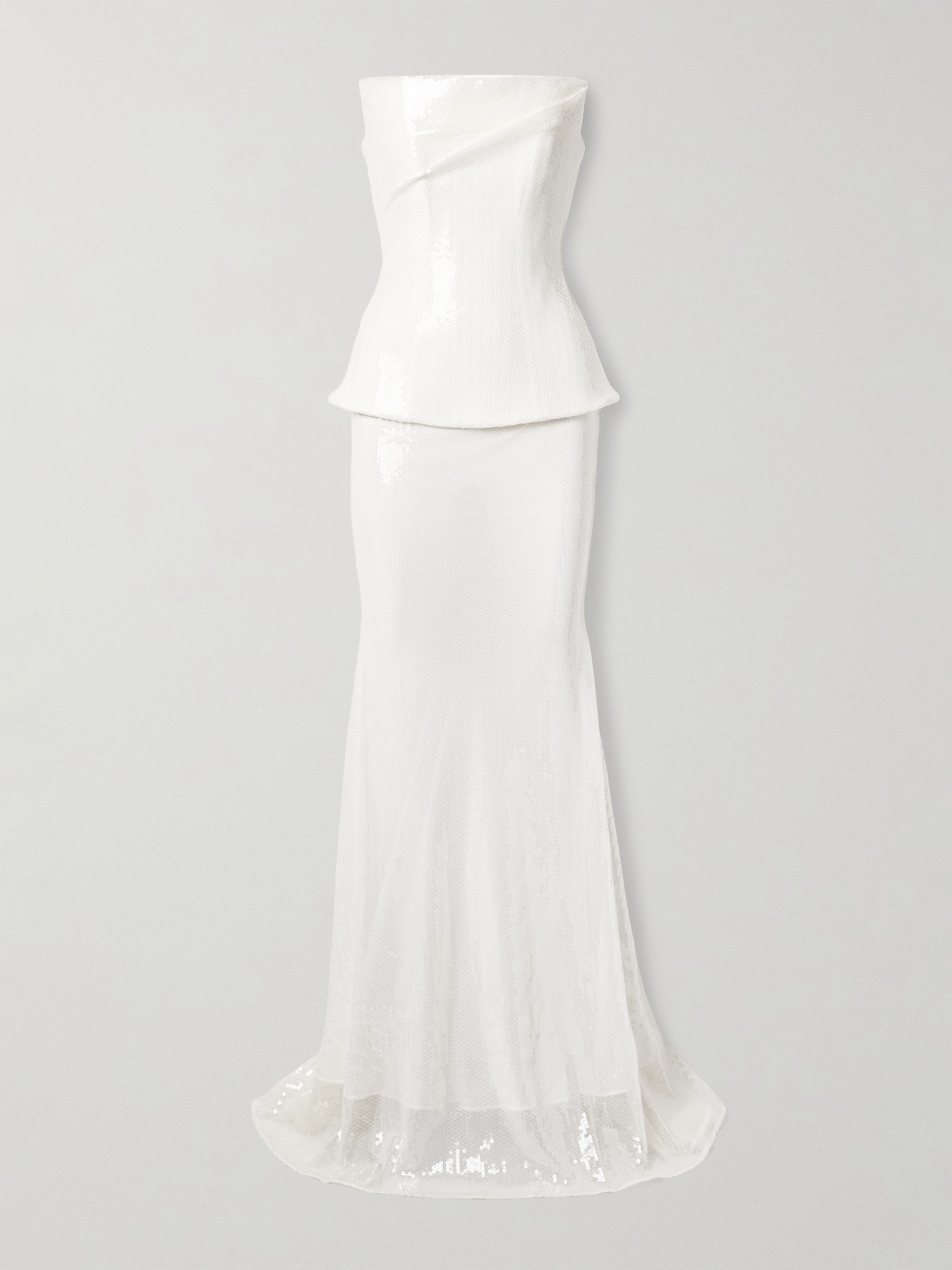 Alex Perry Strapless Sequined Tulle Gown In White
