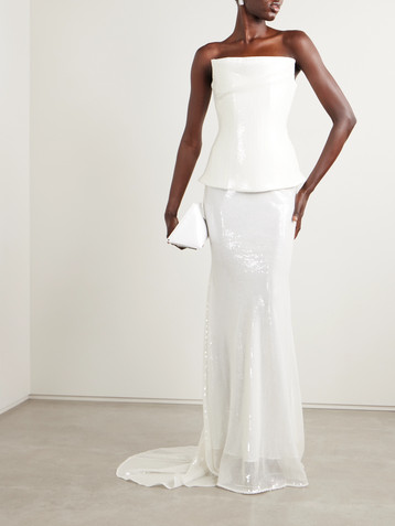 Alex Perry Strapless sequined tulle gown