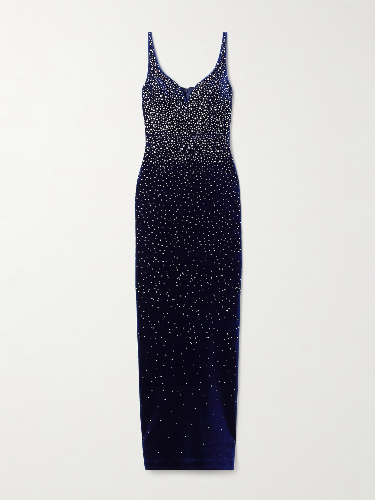 Alex Perry Crystal-embellished Velvet Gown In Blue