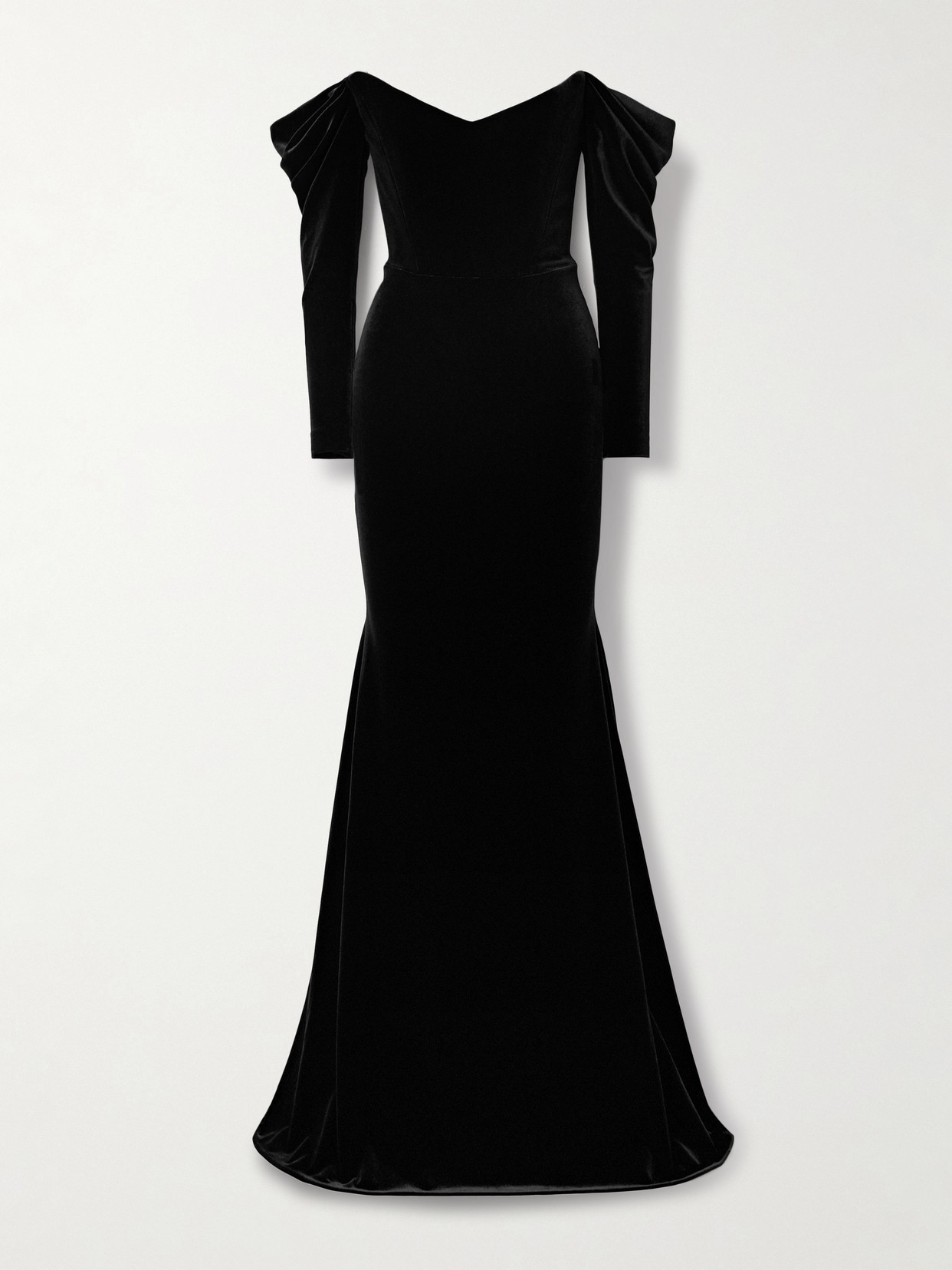 Alex Perry Off-the-shoulder Velvet Gown In Black