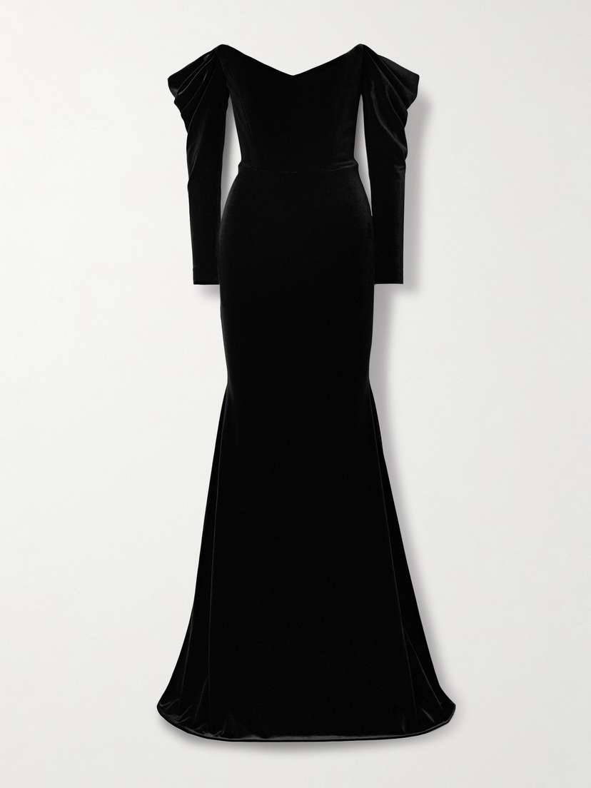 Alex Perry Off-the-shoulder Velvet Gown
