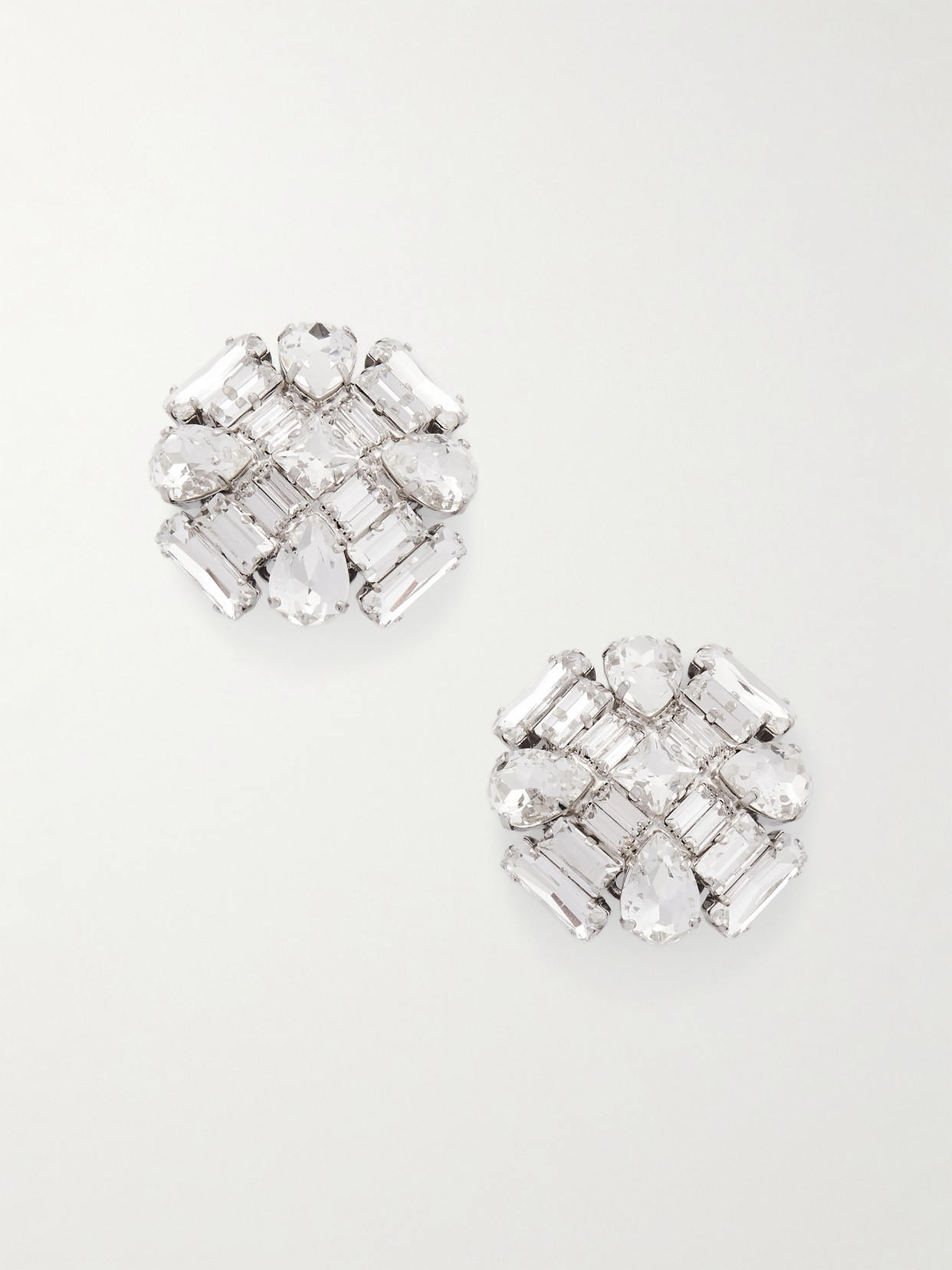 Alessandra Rich Silver-tone Crystal Clip Earrings In Metallic
