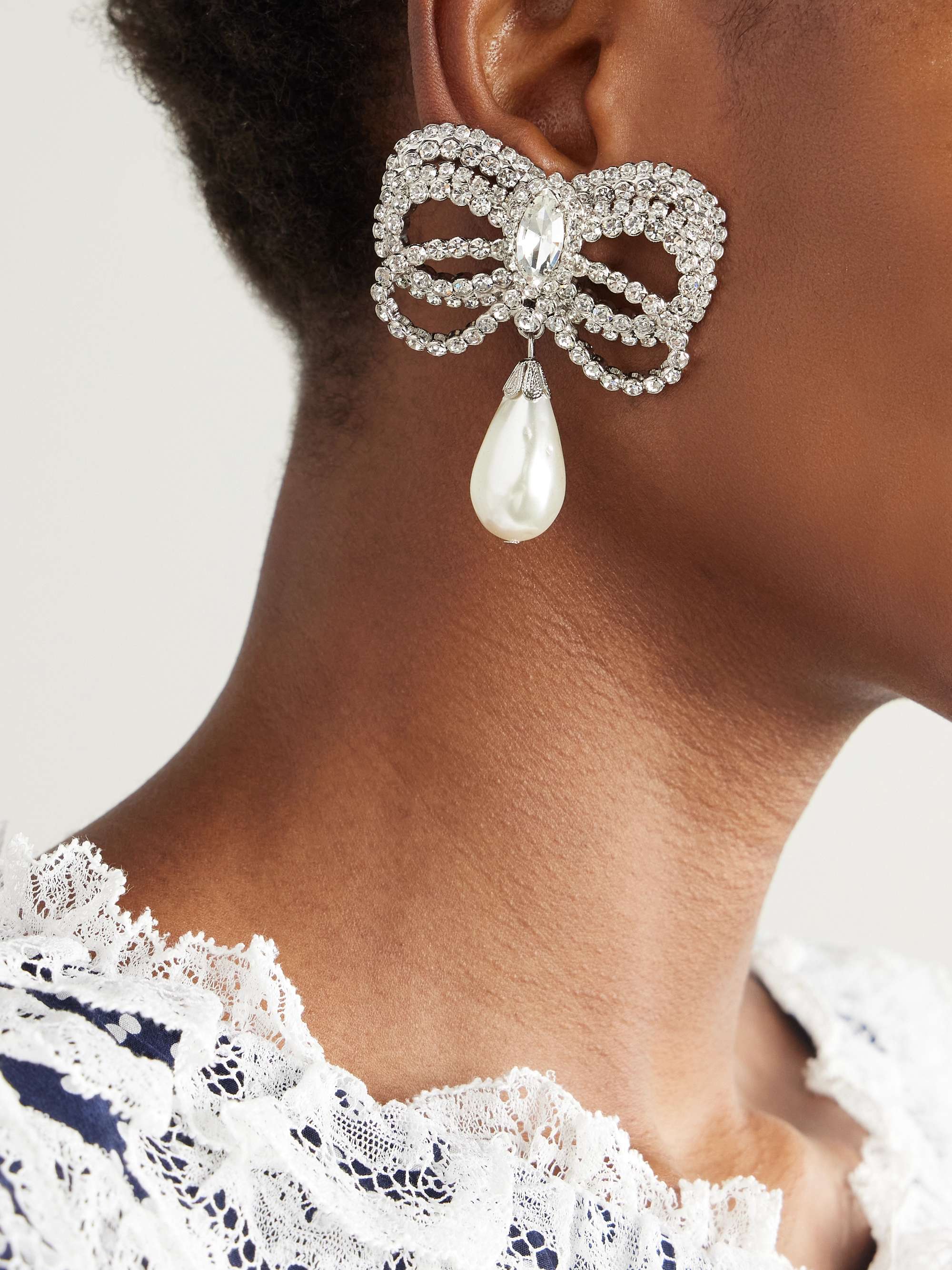 ALESSANDRA RICH Silver-tone, crystal and faux pearl clip