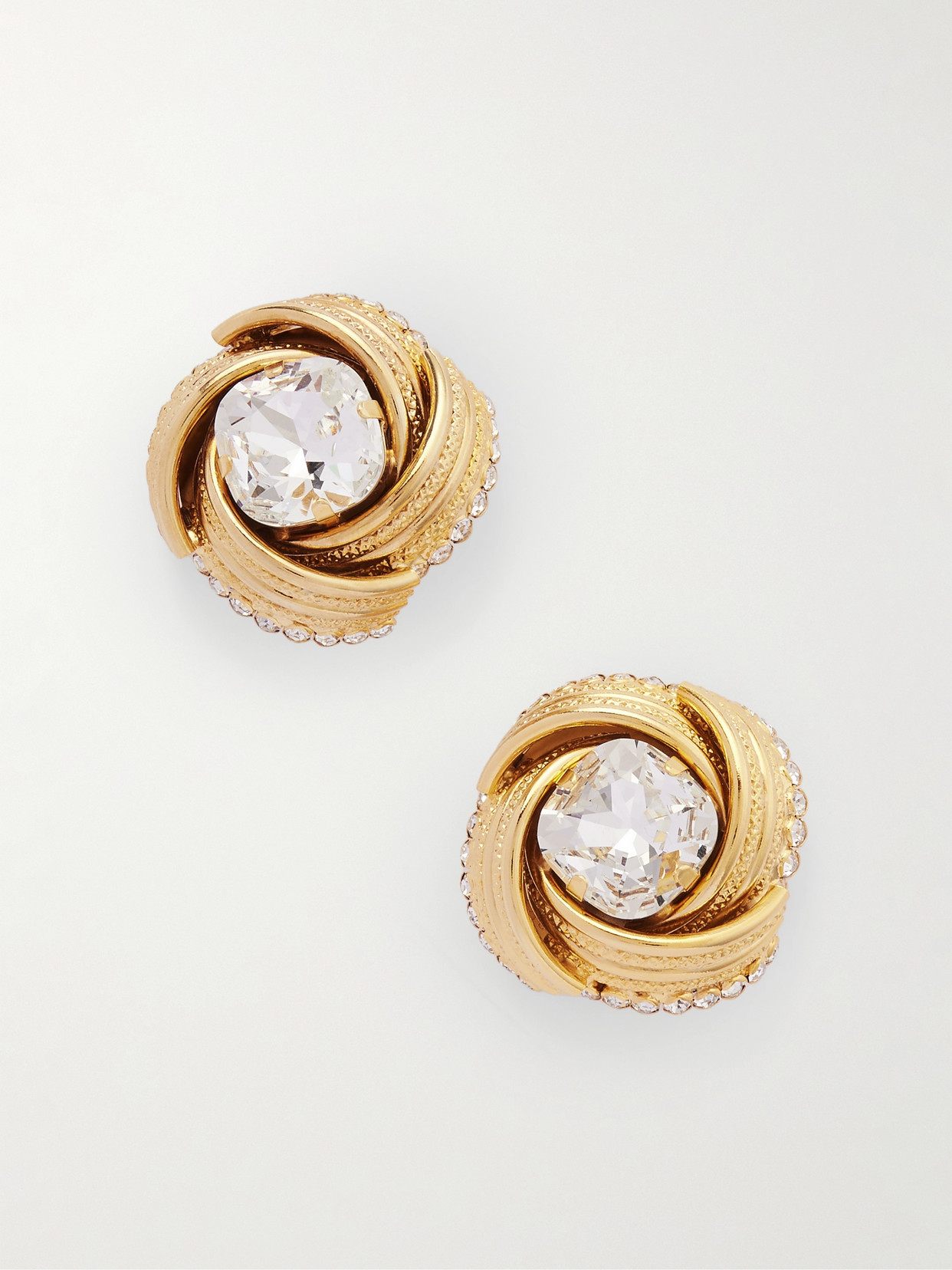 Alessandra Rich Torchon Gold-tone Crystal Clip Earrings