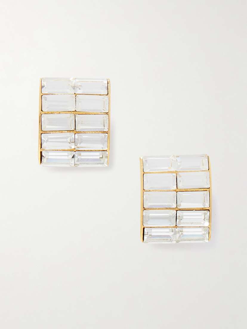 Alessandra Rich Gold-tone Crystal Clip Earrings