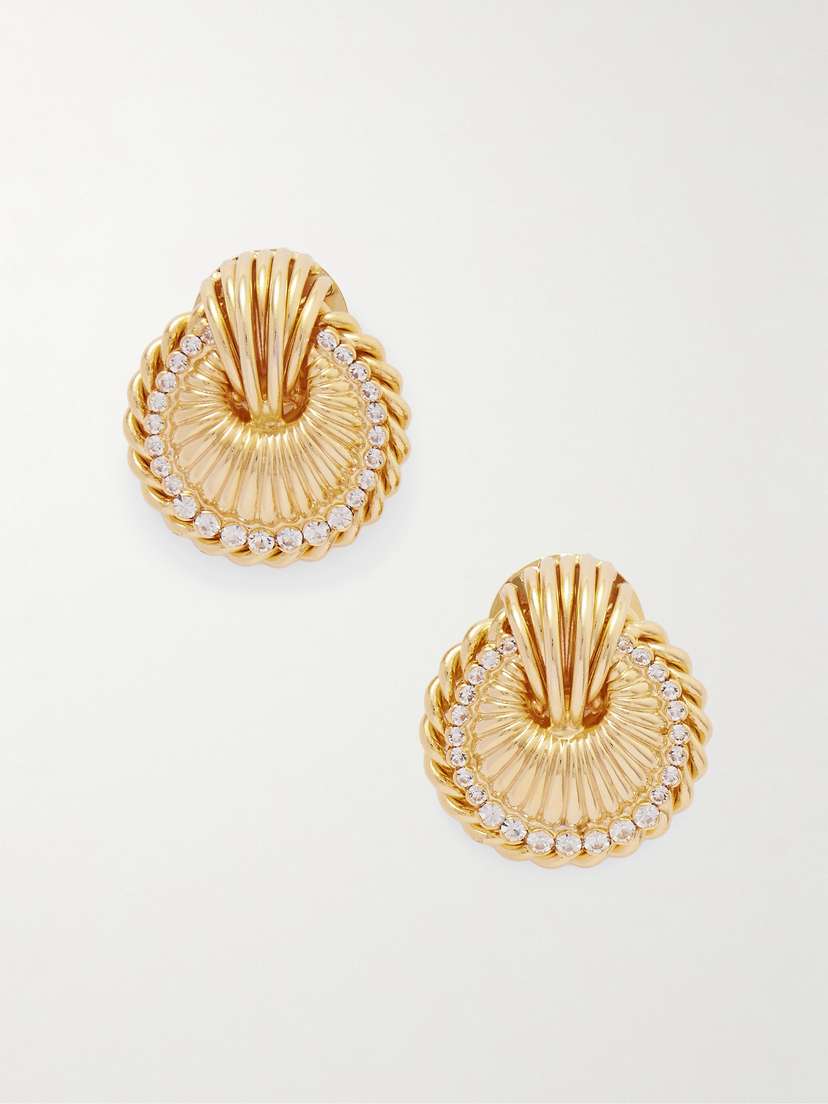 Alessandra Rich Crystal-embellished Gold-tone Clip Earrings