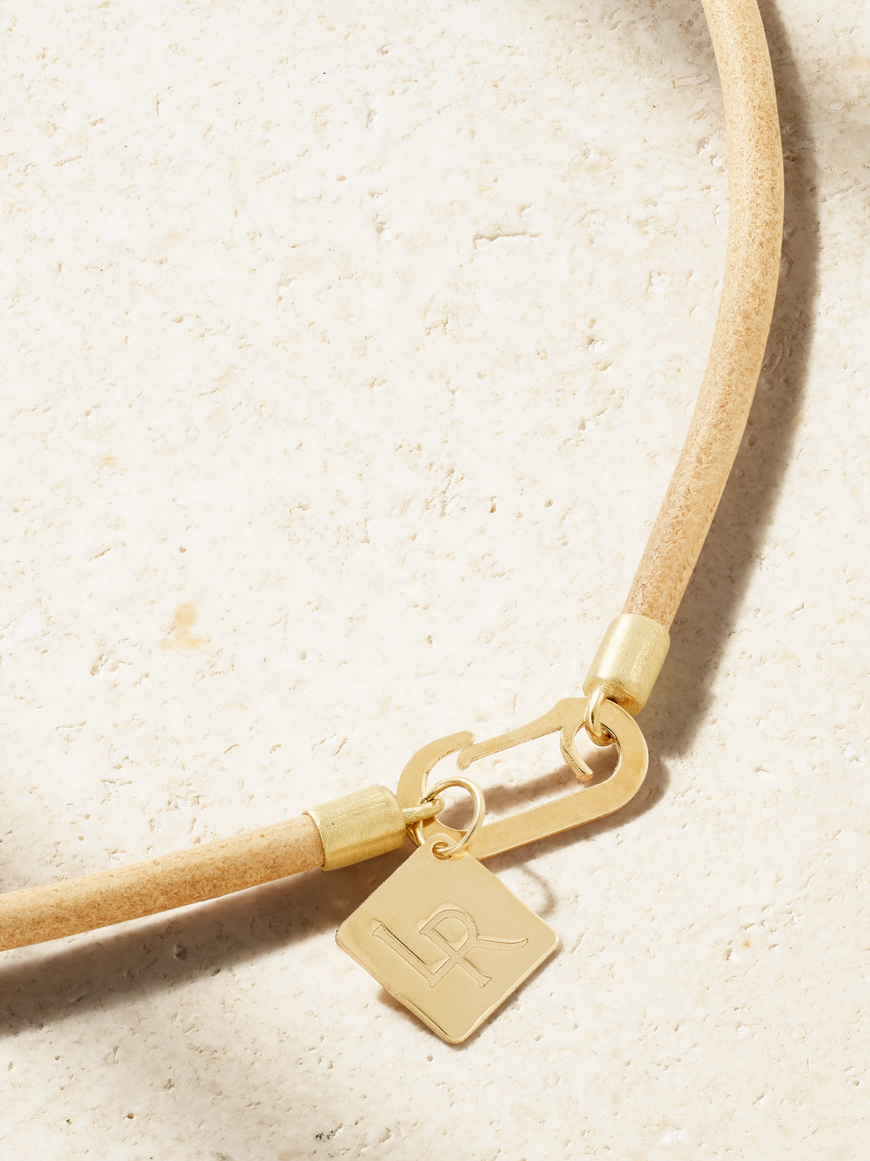 Lauren Rubinski Rainbow 14-karat Gold, Enamel And Leather Necklace In Neutral