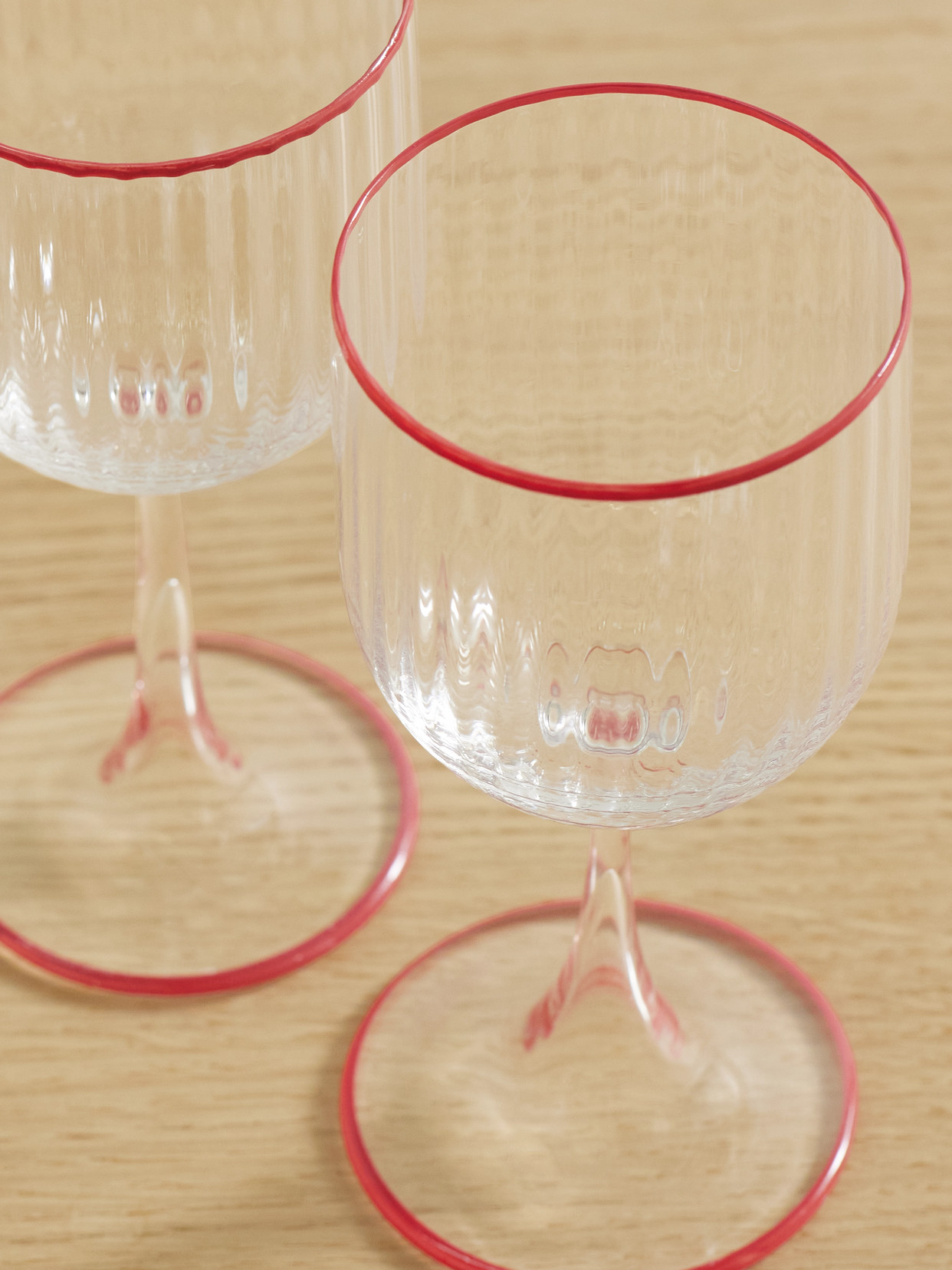 Aquazzura Casa Set Of Two Striped Wine Glasses In Red