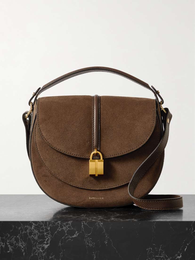 DeMellier Siena Saddle Small Leather-trimmed Suede Shoulder Bag