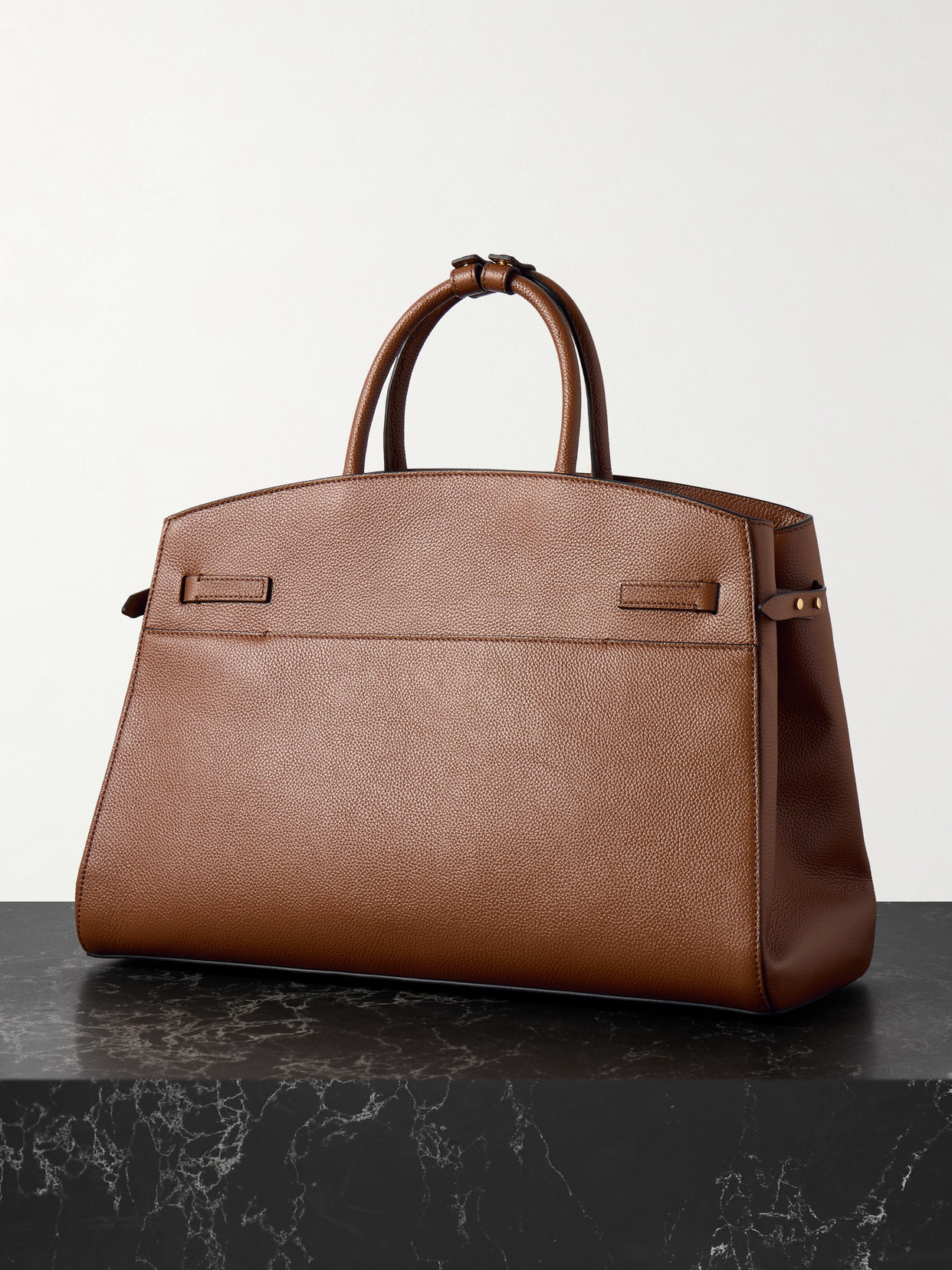 The Hudson Small Textured-Leather Tote