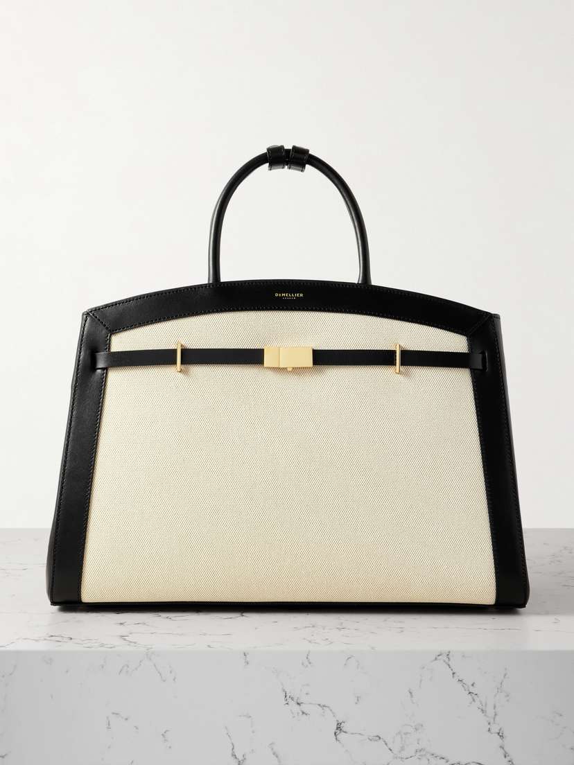 DeMellier The Hudson Small Leather-trimmed Canvas Tote