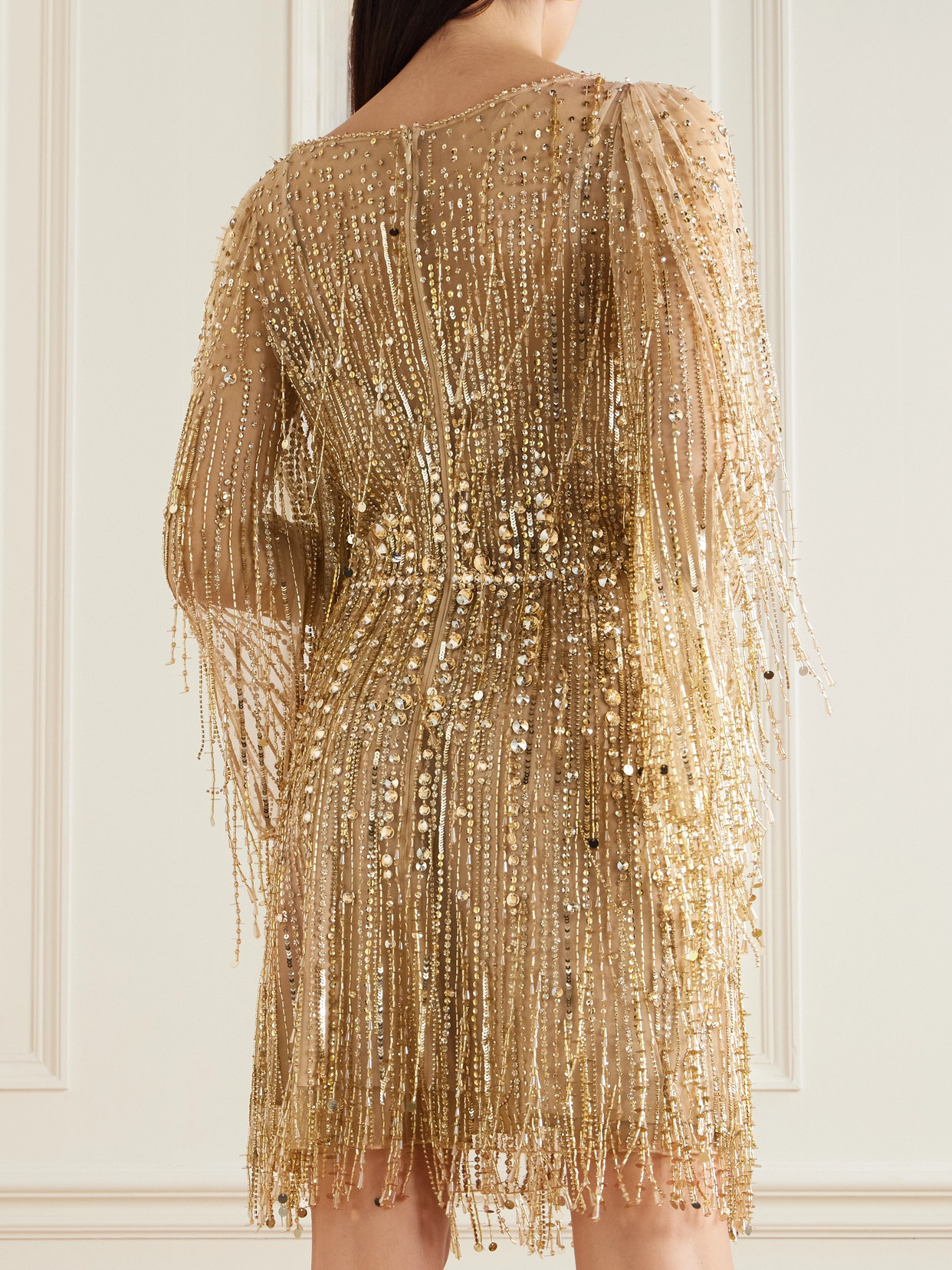 Jenny Packham Dazzle Sequin-embellished Tulle Mini Dress In Gold