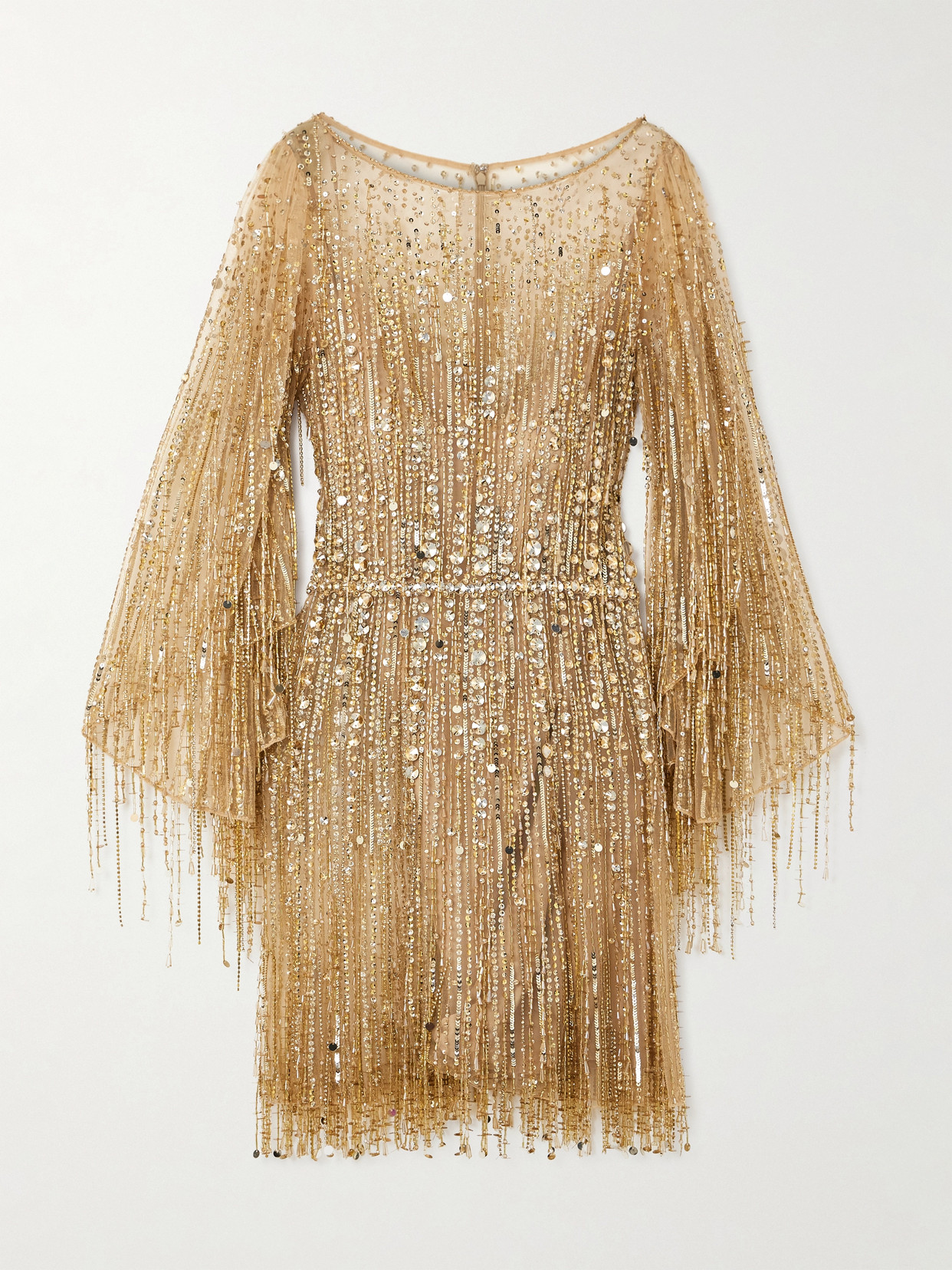 Jenny Packham Dazzle Sequin-embellished Tulle Mini Dress In Gold