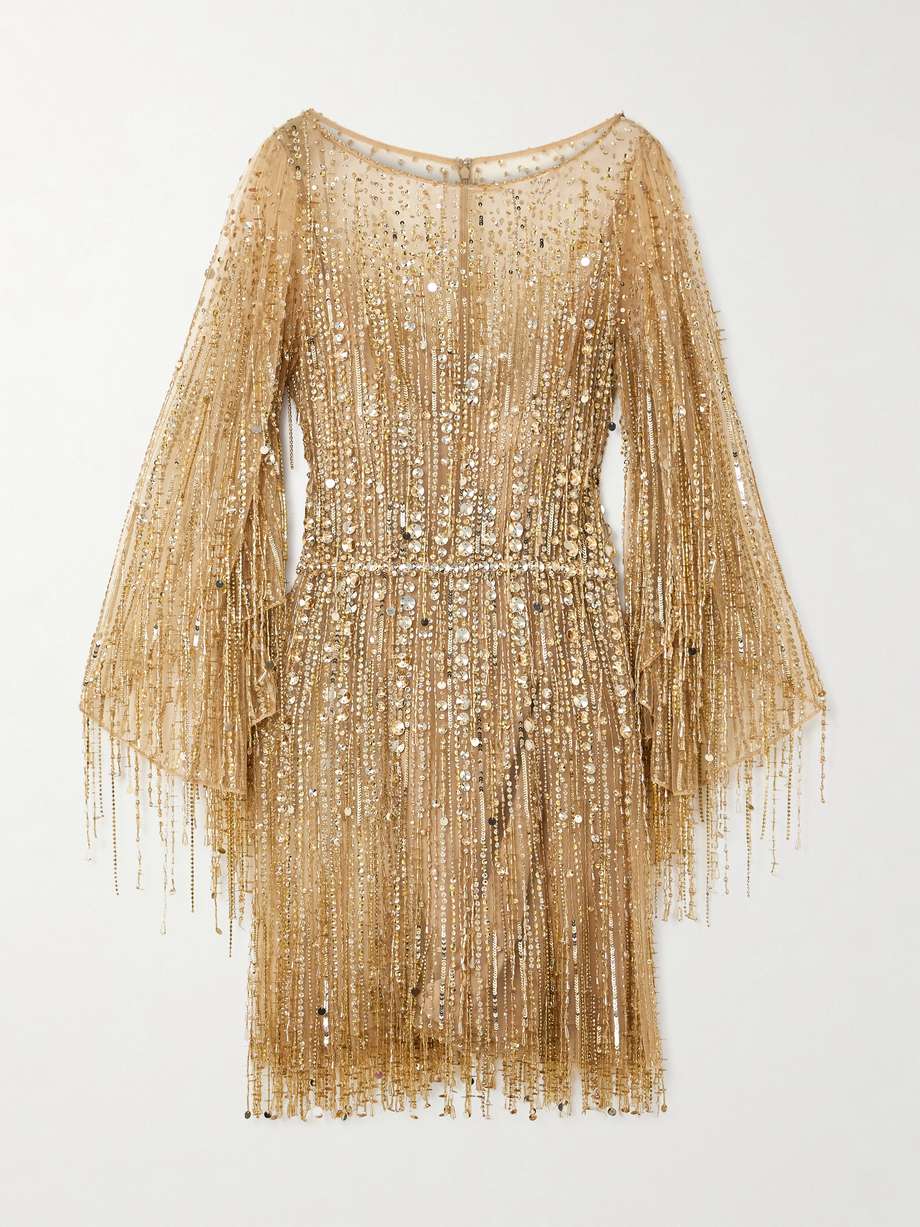 dazzle sequin-embellished tulle mini dress