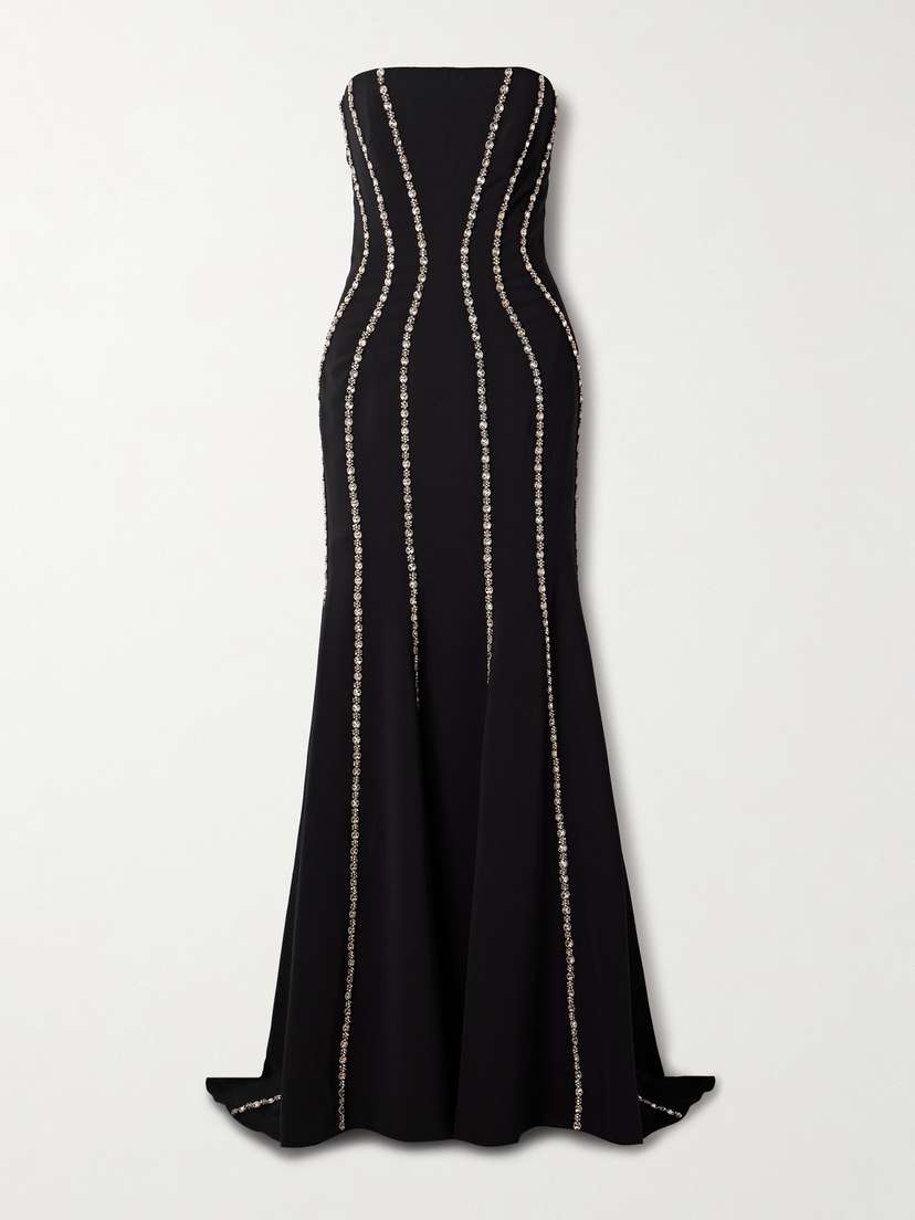 Jenny Packham Strapless Embellished Crepe Gown