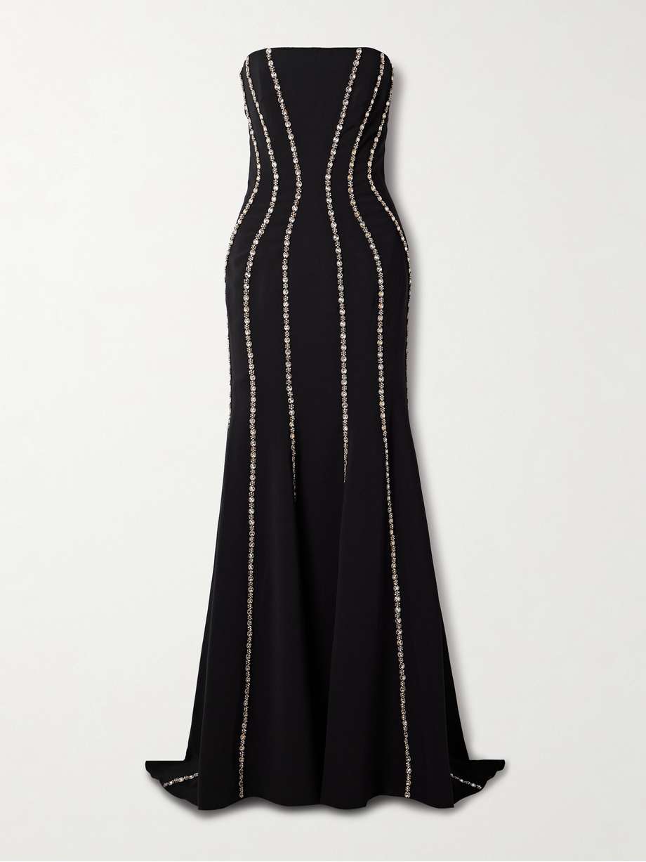 strapless embellished crepe gown