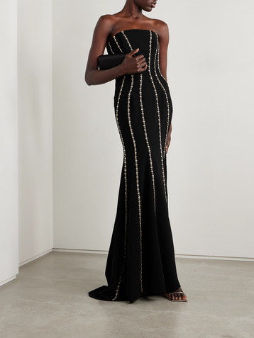 Jenny Packham Strapless embellished crepe gown