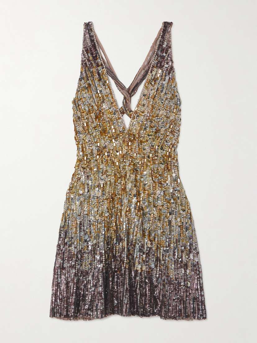 Jenny Packham Brilliance Embellished Jersey Mini Dress