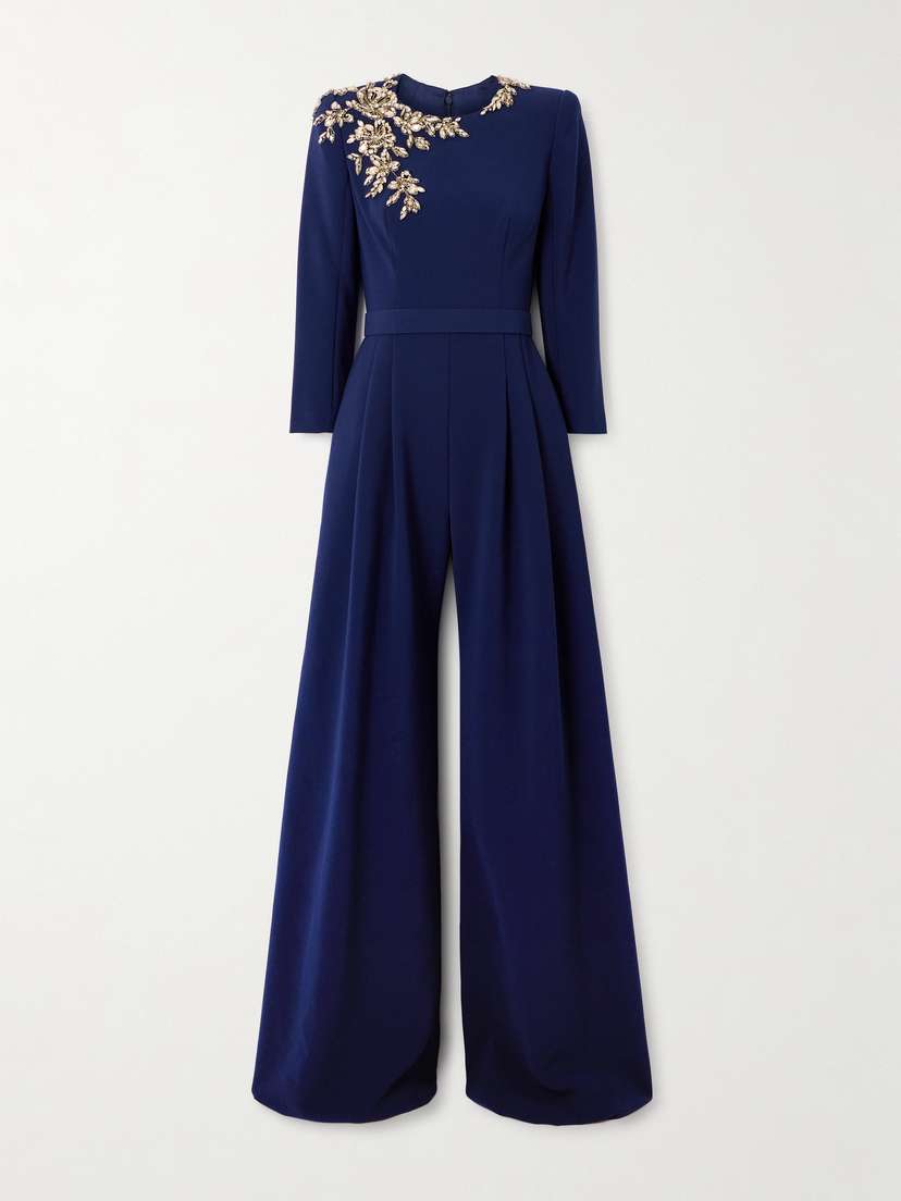Jenny Packham Embellished Crepe Jumpsuit