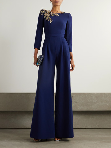Jenny Packham Embellished crepe jumpsuit