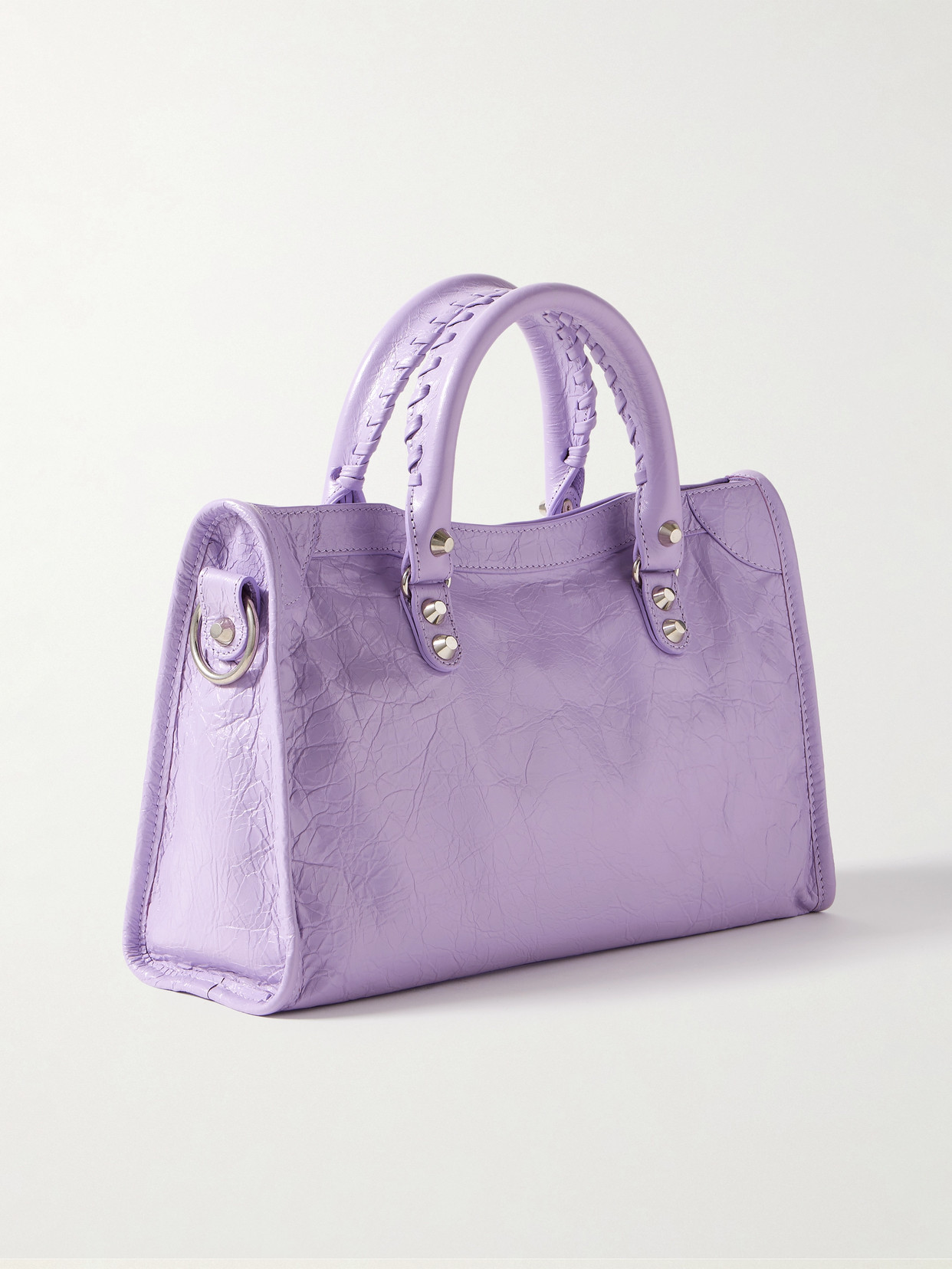 Balenciaga Le City Small Embellished Textured-leather Tote In Purple