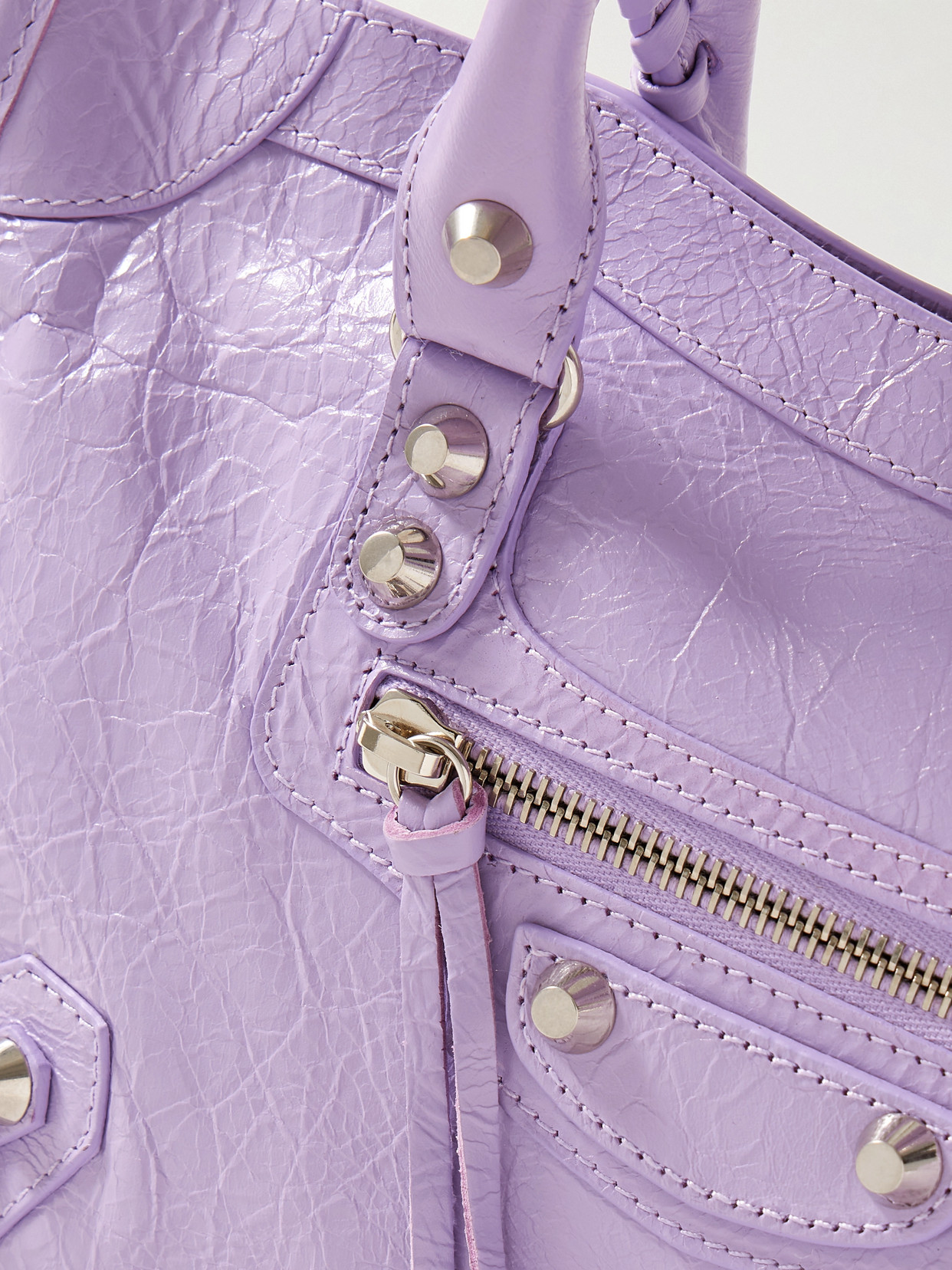 Balenciaga Le City Small Embellished Textured-leather Tote In Purple