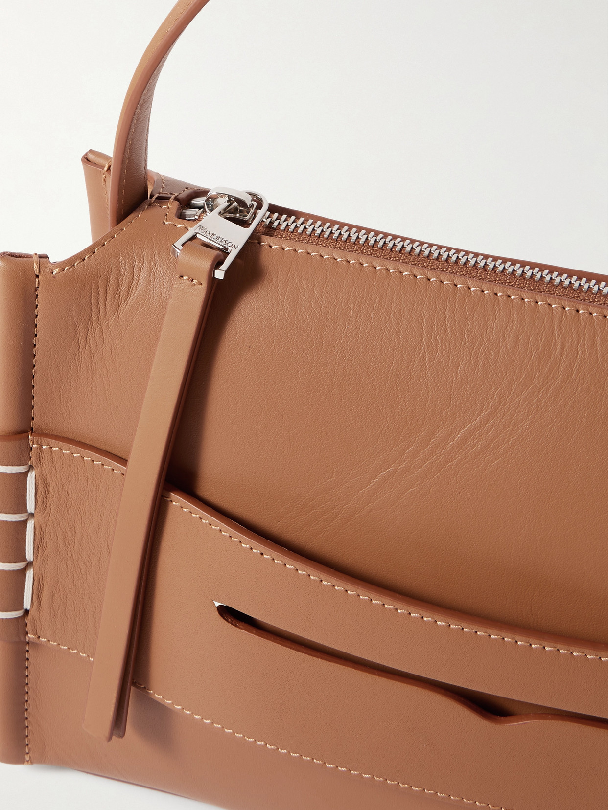 Jw Anderson Loafer Leather Shoulder Bag With Detachable Strap In Brown