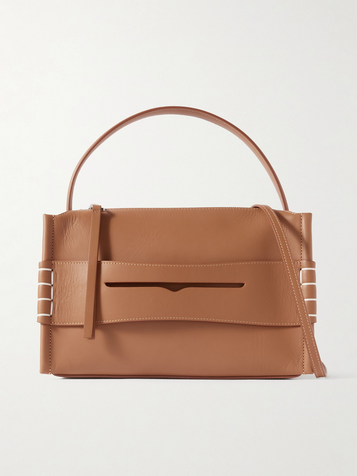 Jw Anderson Loafer Embroidered Leather Shoulder Bag In Brown