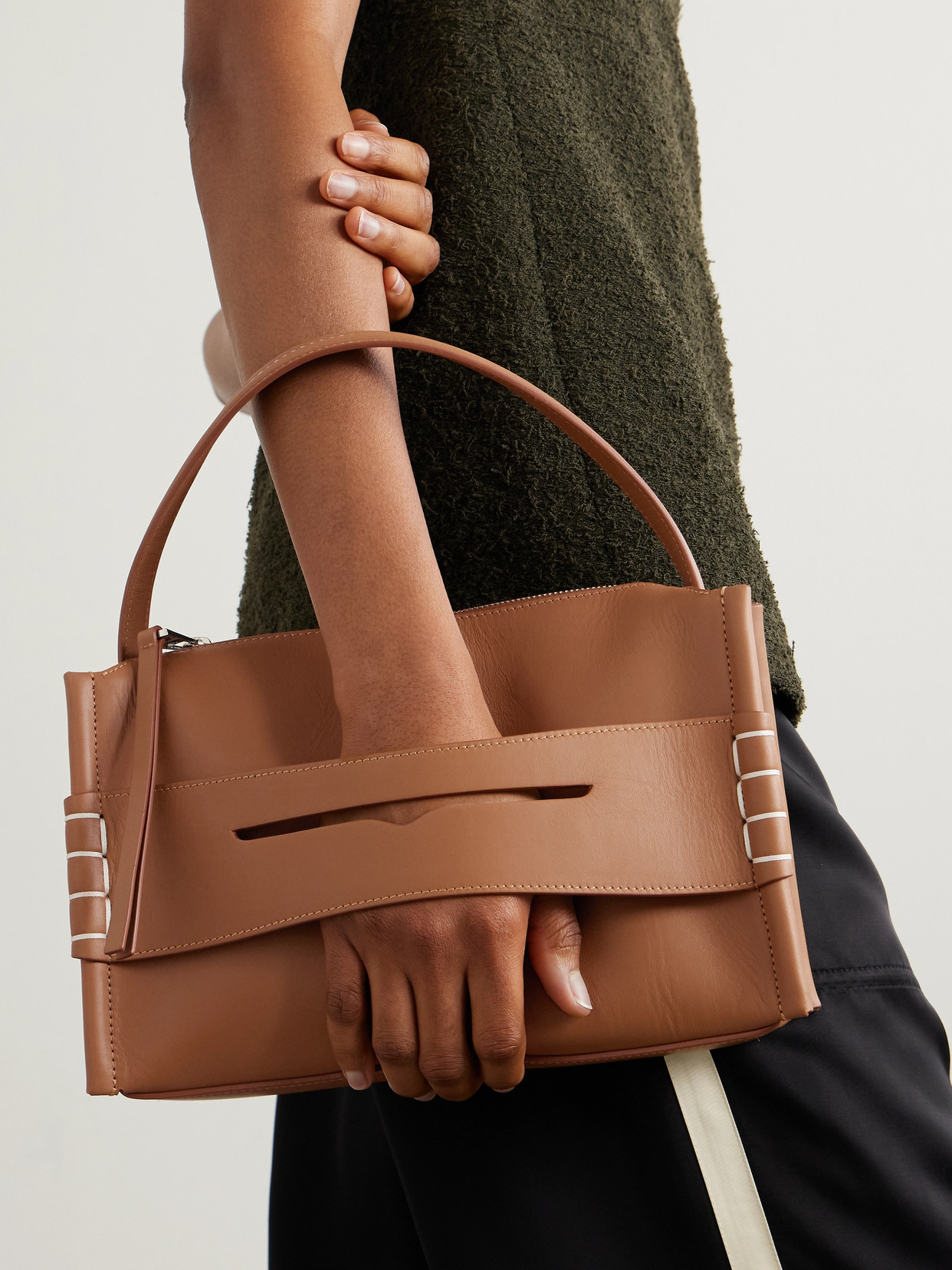 Jw Anderson Loafer Leather Shoulder Bag With Detachable Strap In Brown