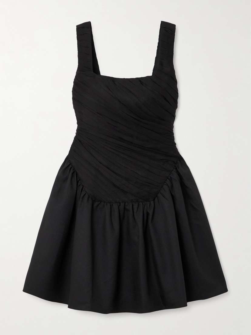 Abadia Kaia Ruched Chiffon And Twill Mini Dress