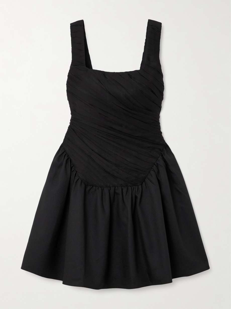 kaia ruched chiffon and twill mini dress