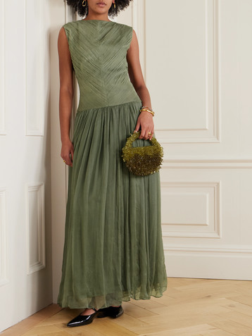 Abadia Eden pintucked chiffon gown