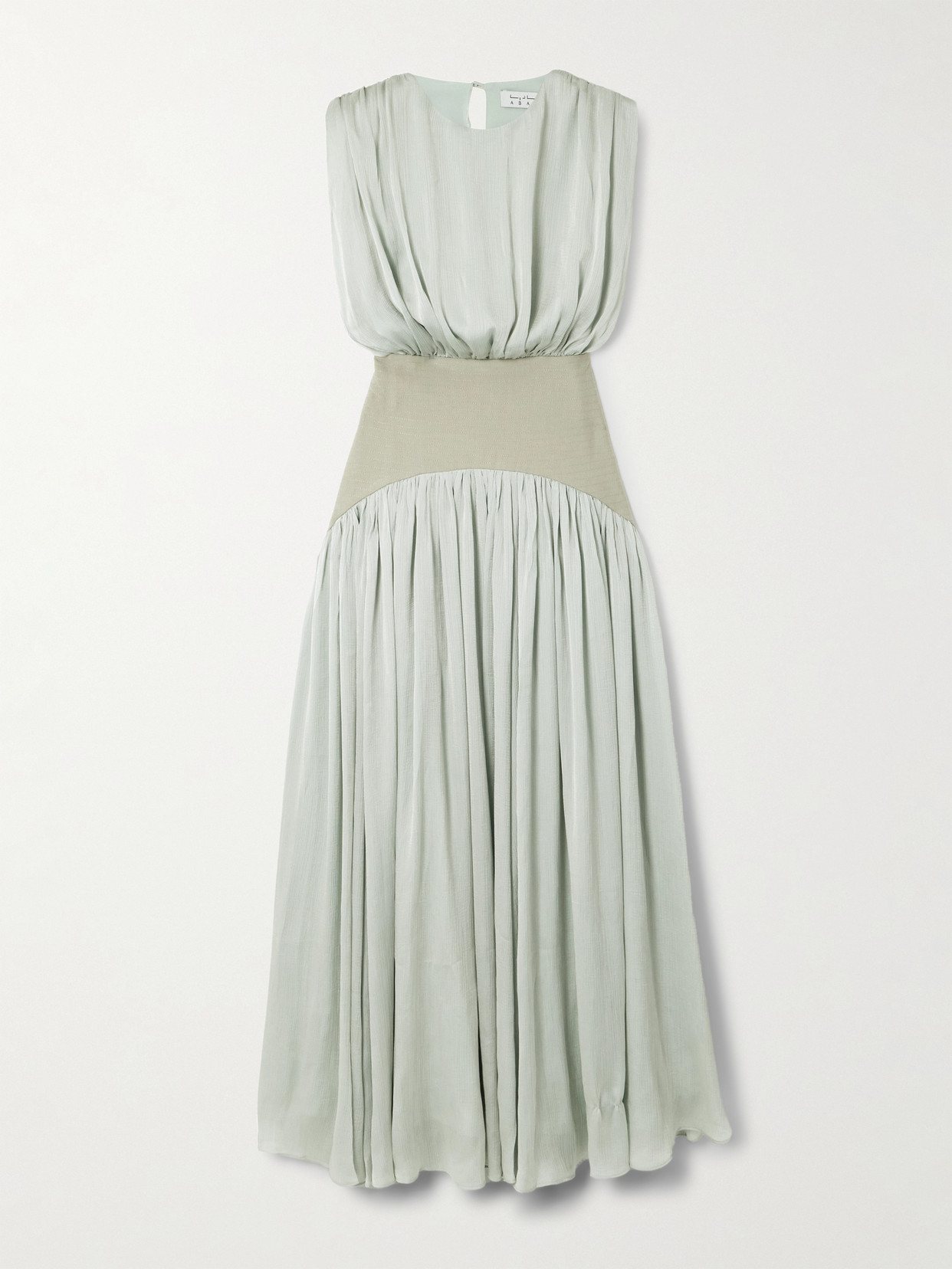 Abadia Suri Pleated Twill-trimmed Crepon Gown In Blue