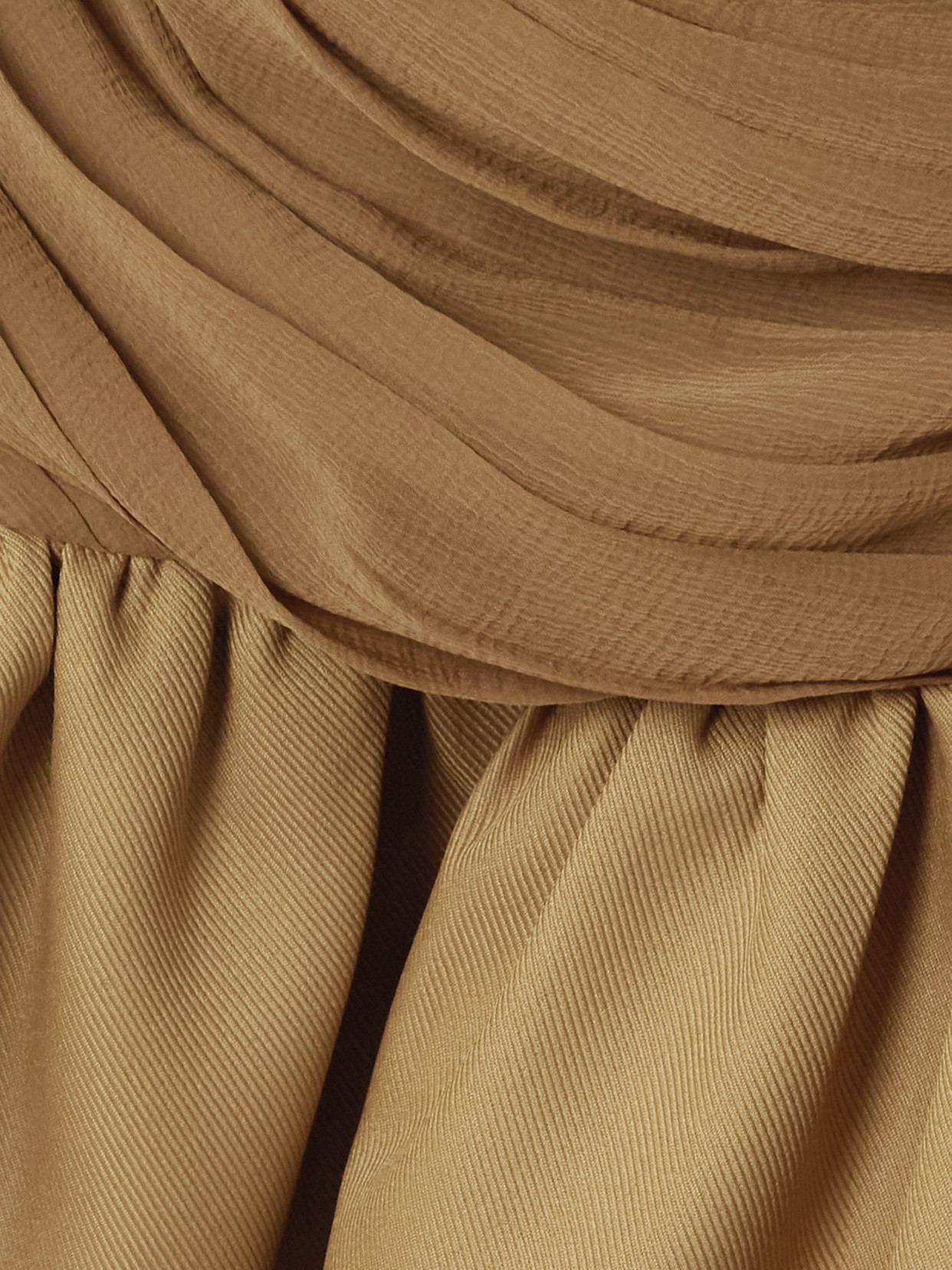 Abadia Ruched Detail Brown Ochre Kaya Mini Dress In Brown