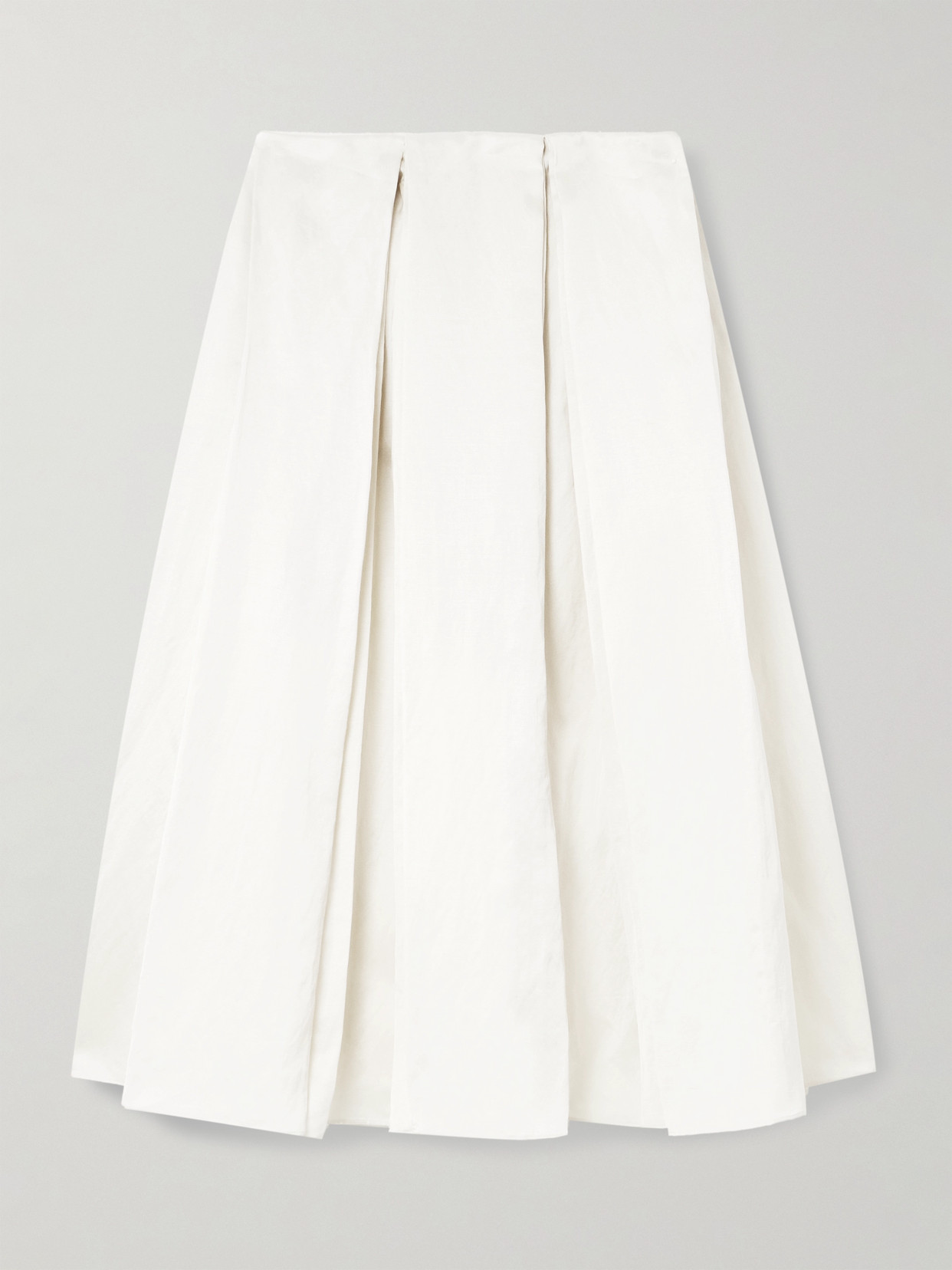 Abadia Elodie Pleated Dupioni Midi Skirt In White