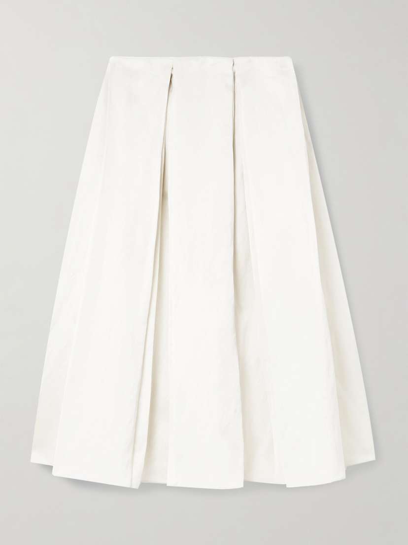 Abadia Elodie Pleated Dupioni Midi Skirt