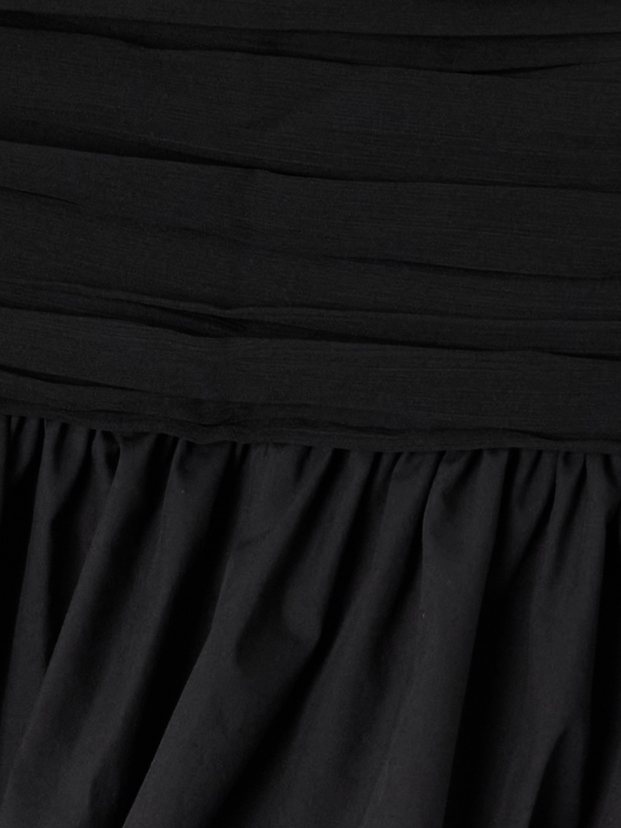 Abadia Ruched Chiffon-trimmed Poplin Mini Skirt In Black