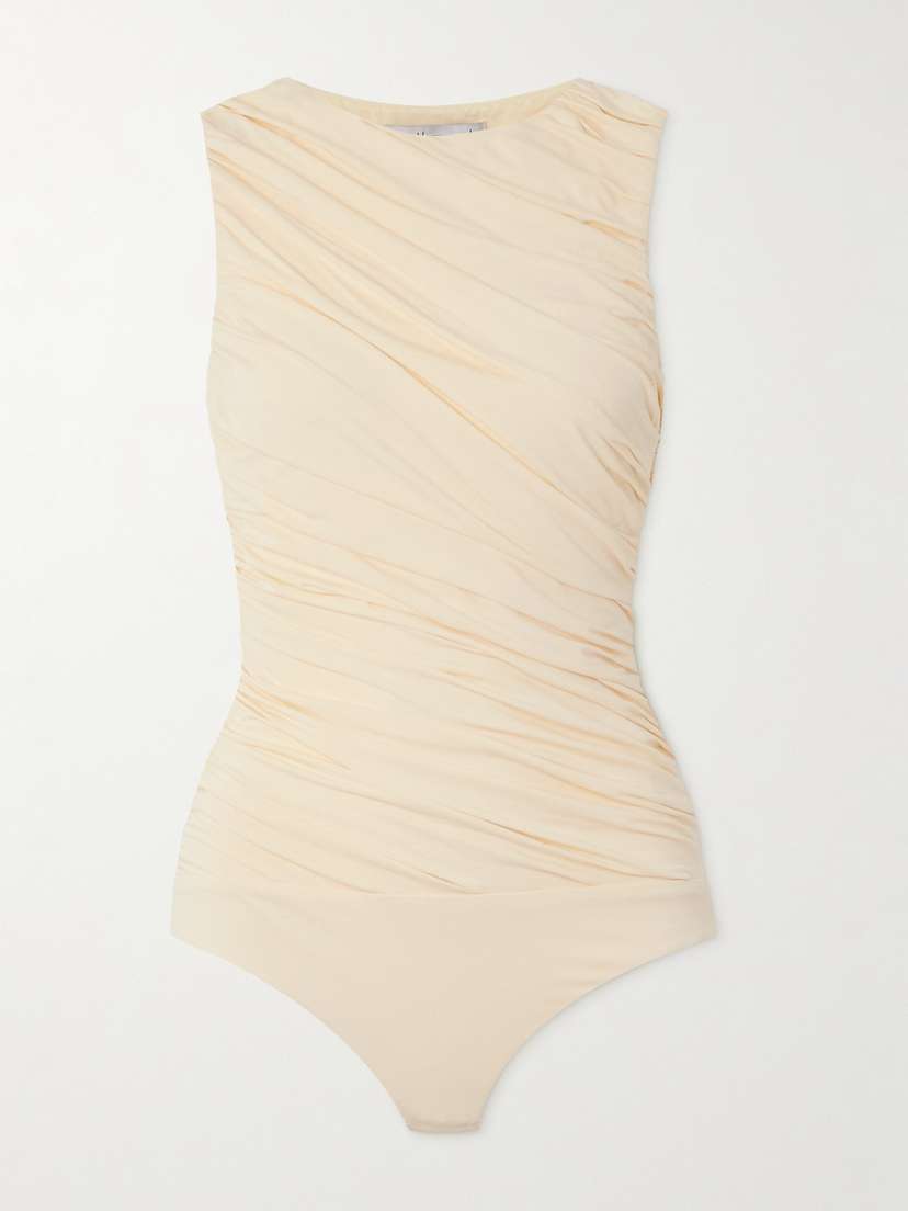 Abadia Ora Ruched Stretch-bamboo Jersey Bodysuit