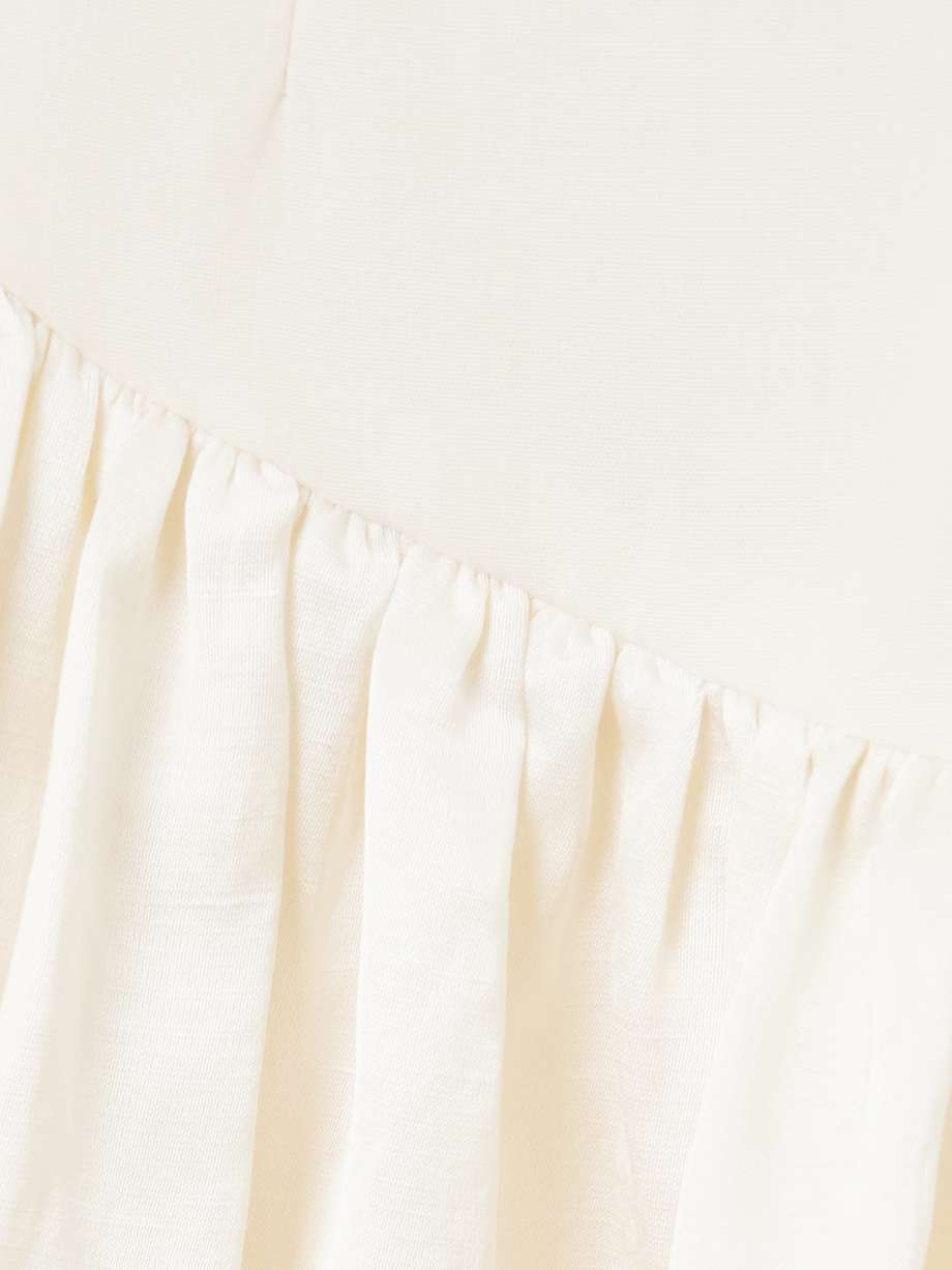 Pleated Waist Dupioni Midi Dress