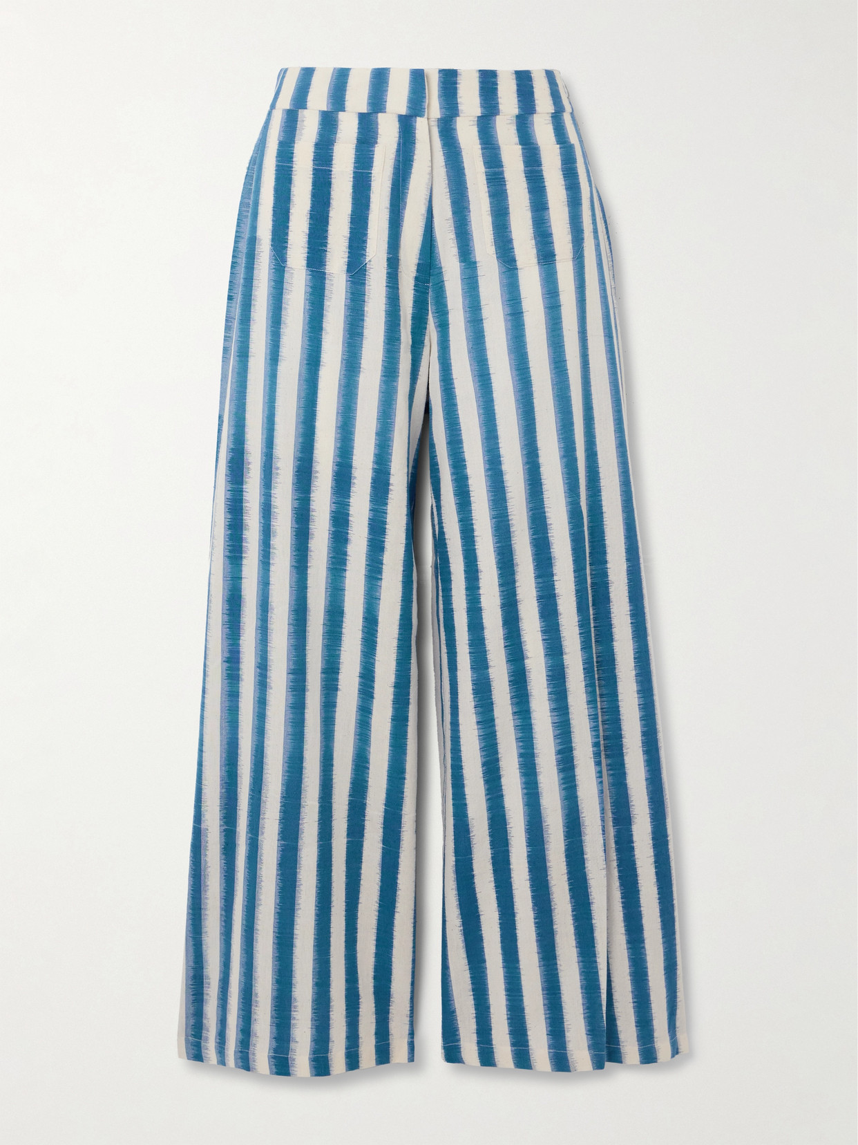 Emporio Sirenuse - Adele Ikat Striped Cotton Wide-leg Pants - Blue