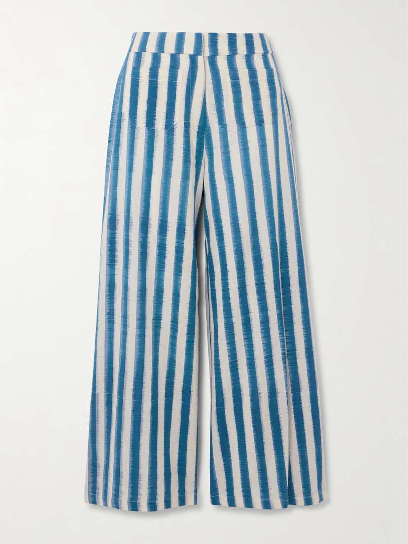 Emporio Sirenuse Adele Ikat Striped Cotton Wide-leg Pants