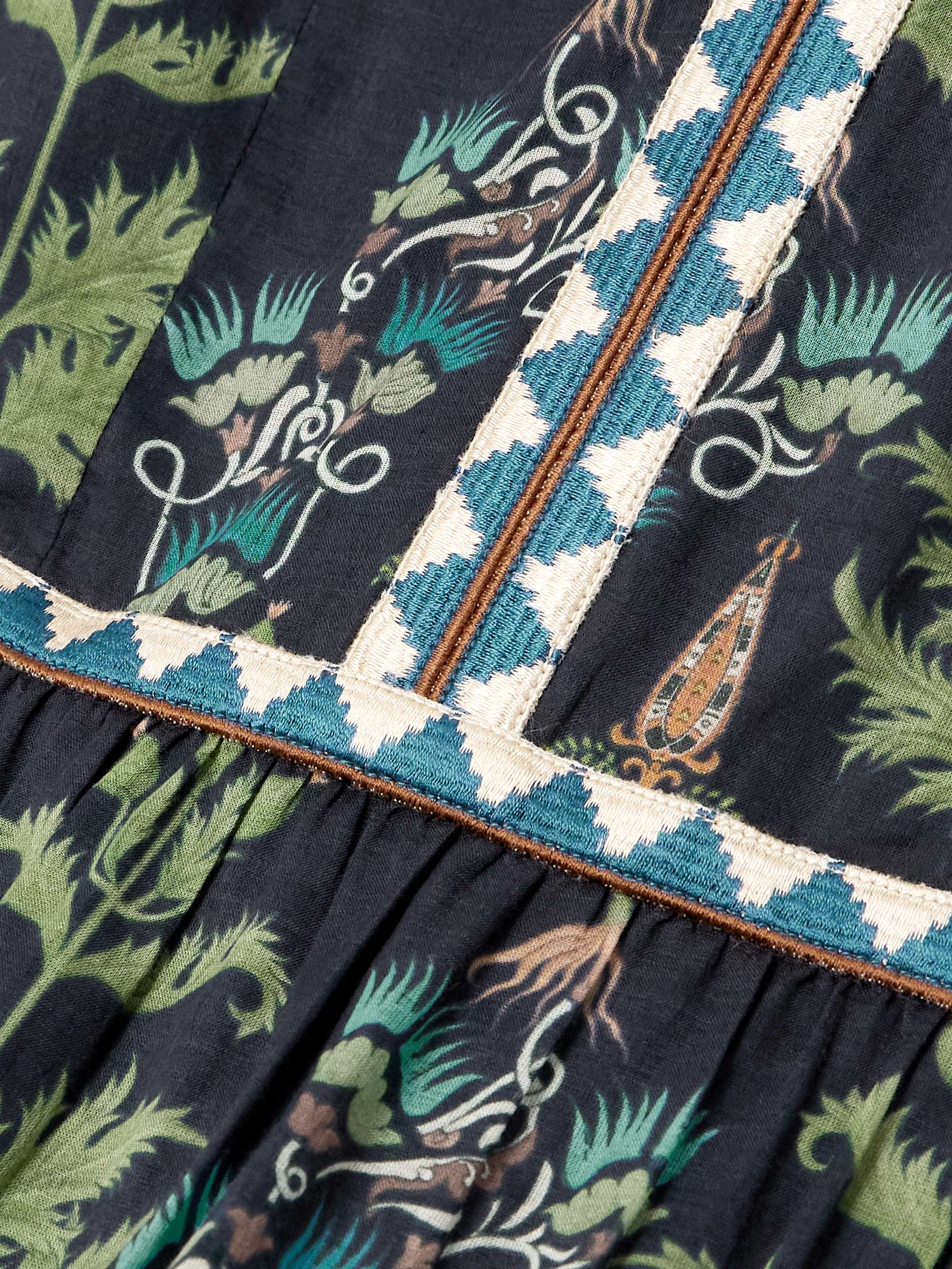 Blue Bella embroidered printed cotton-poplin maxi dress